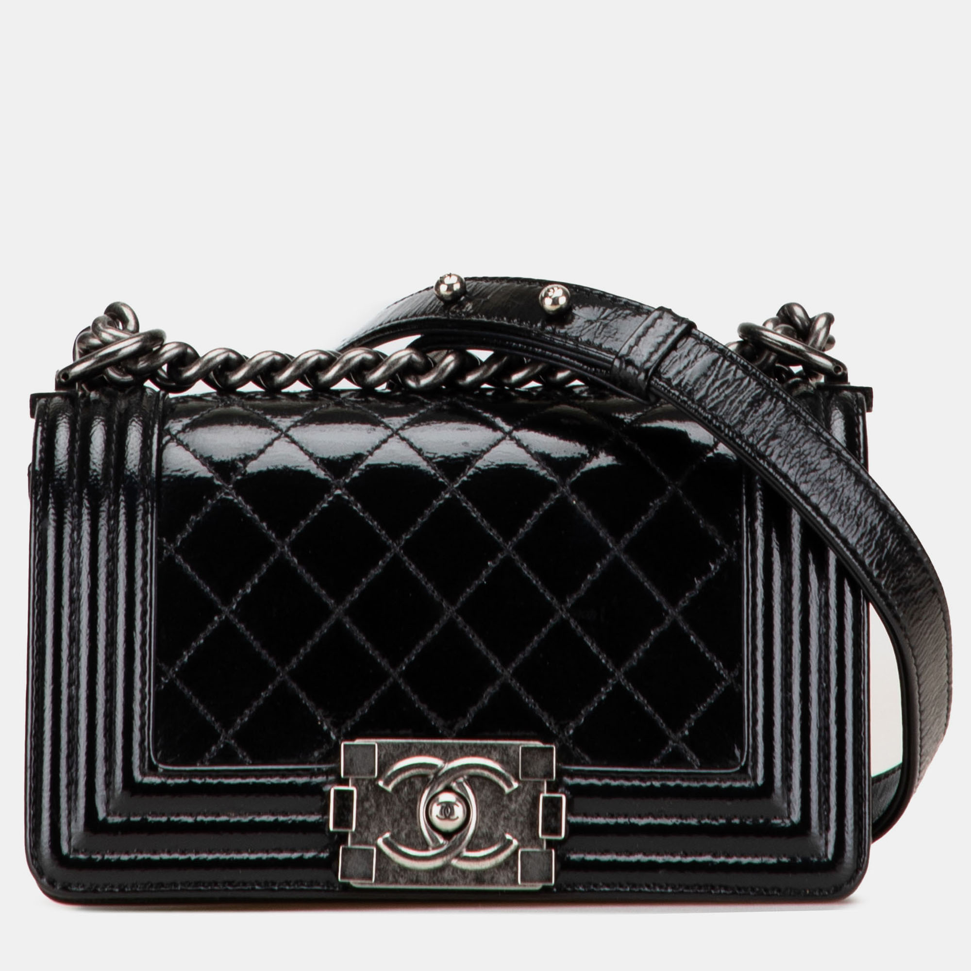 

Chanel Black Small Quilted Patent Boy Flap