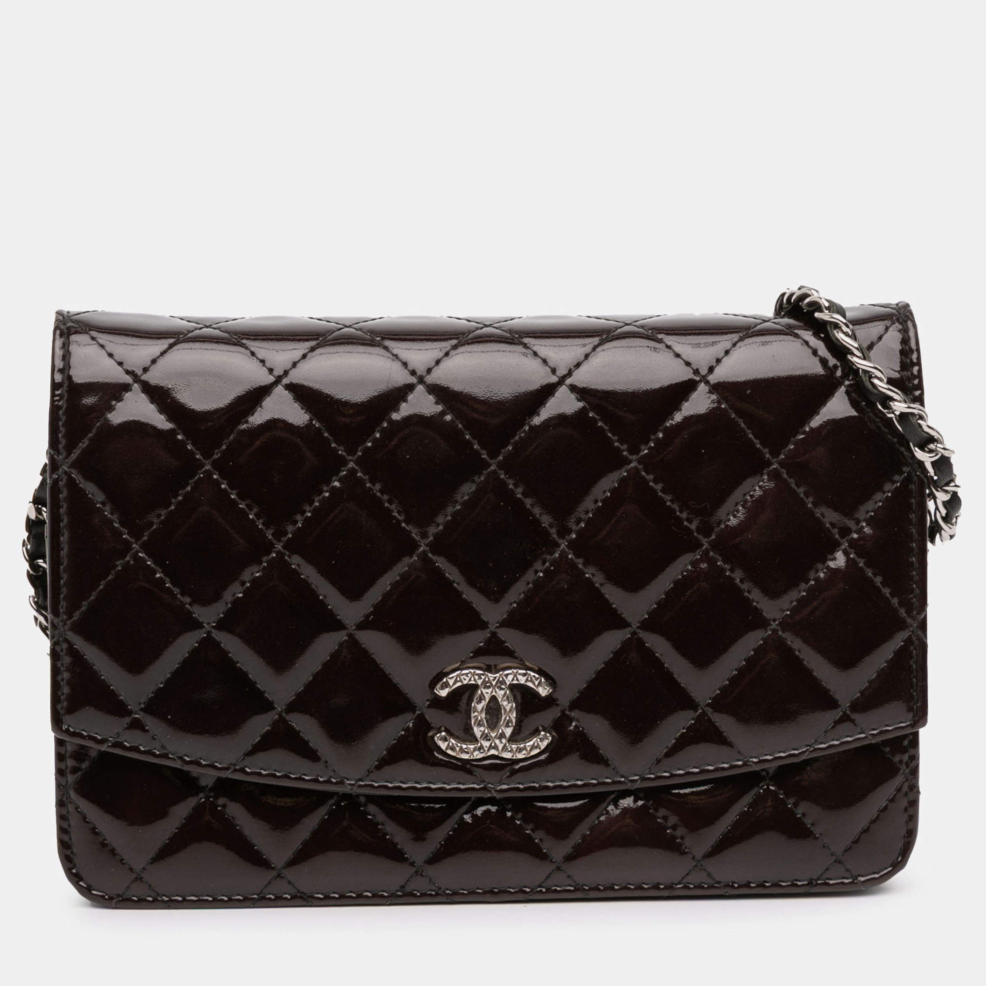 

Chanel Black Quilted Patent Brilliant Wallet On Chain