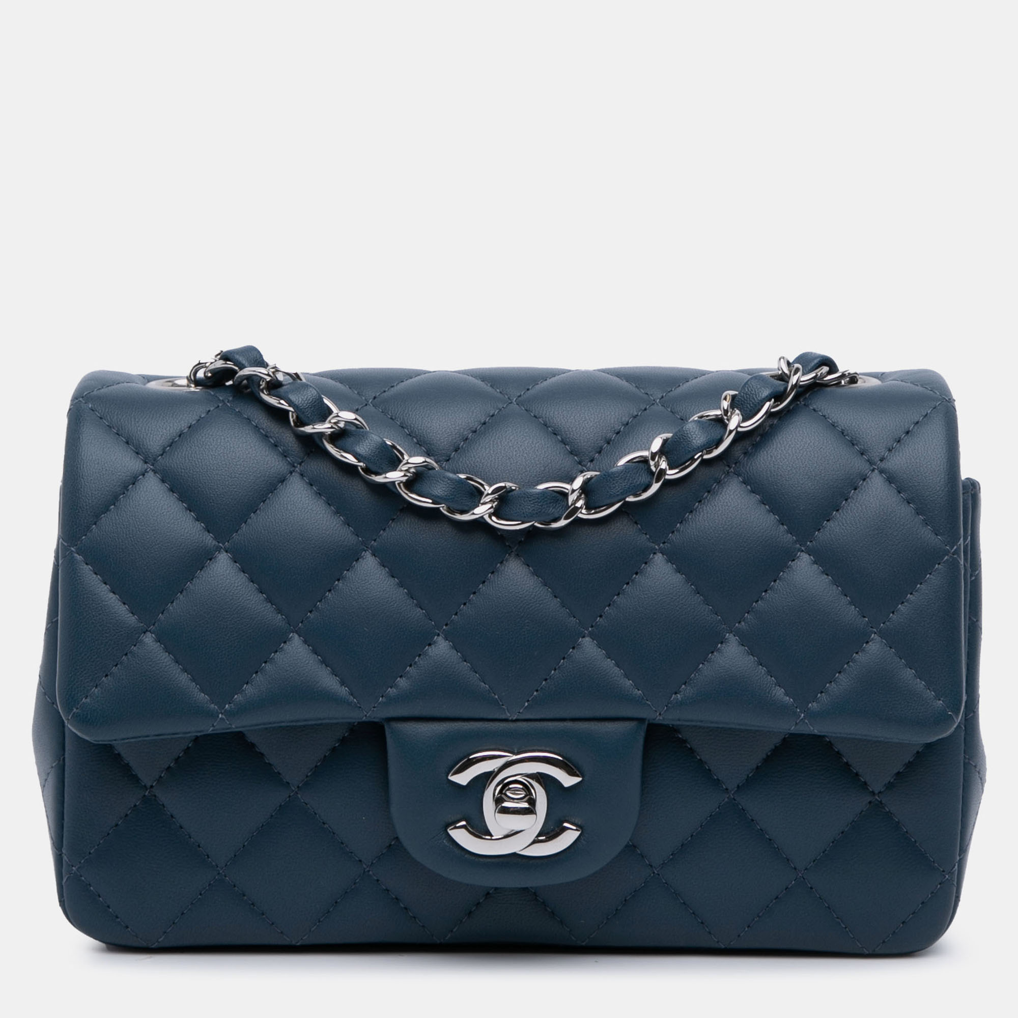 

Chanel Blue Mini Rectangular Classic Lambskin Single Flap
