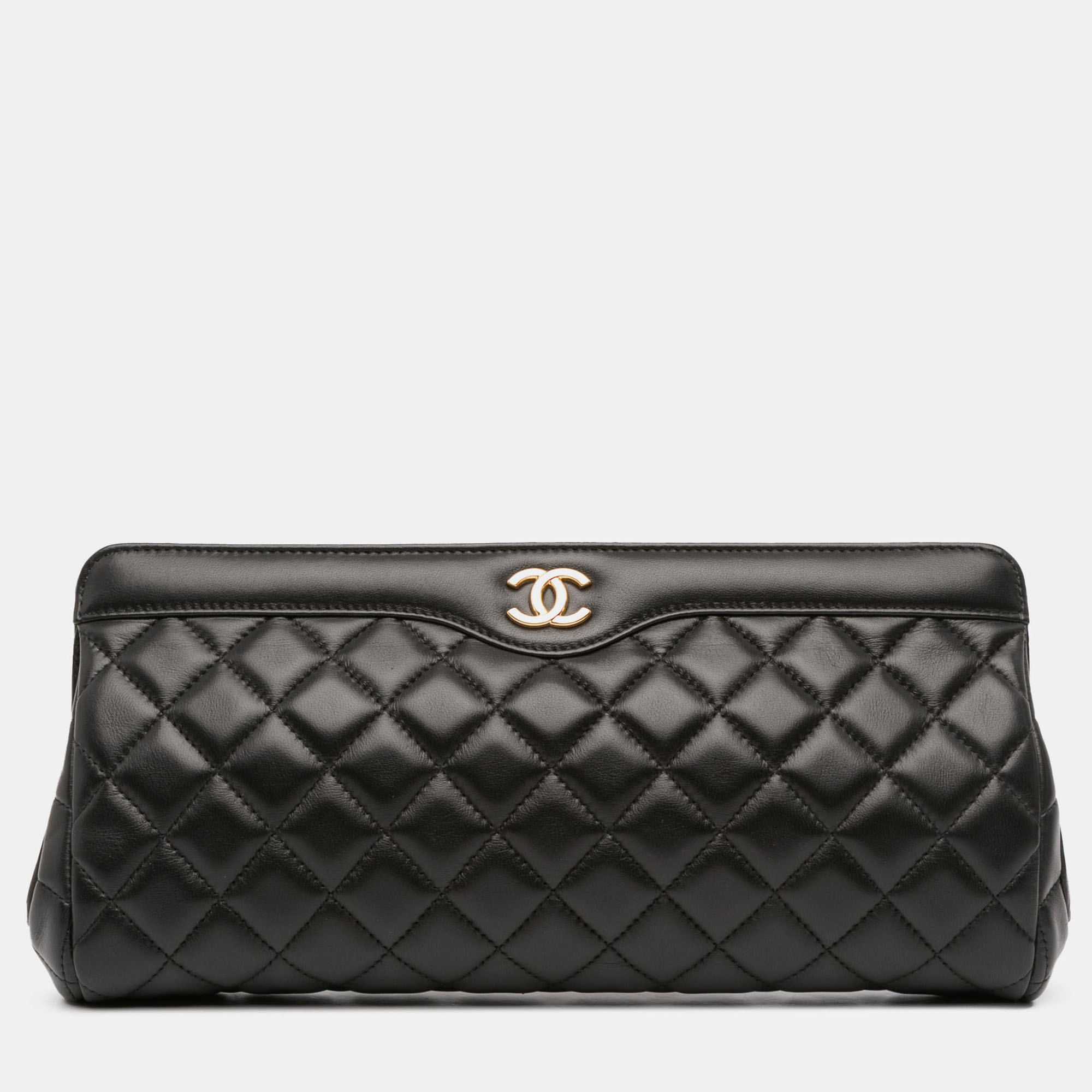 

Chanel Black CC Quilted Lambskin Frame Clutch