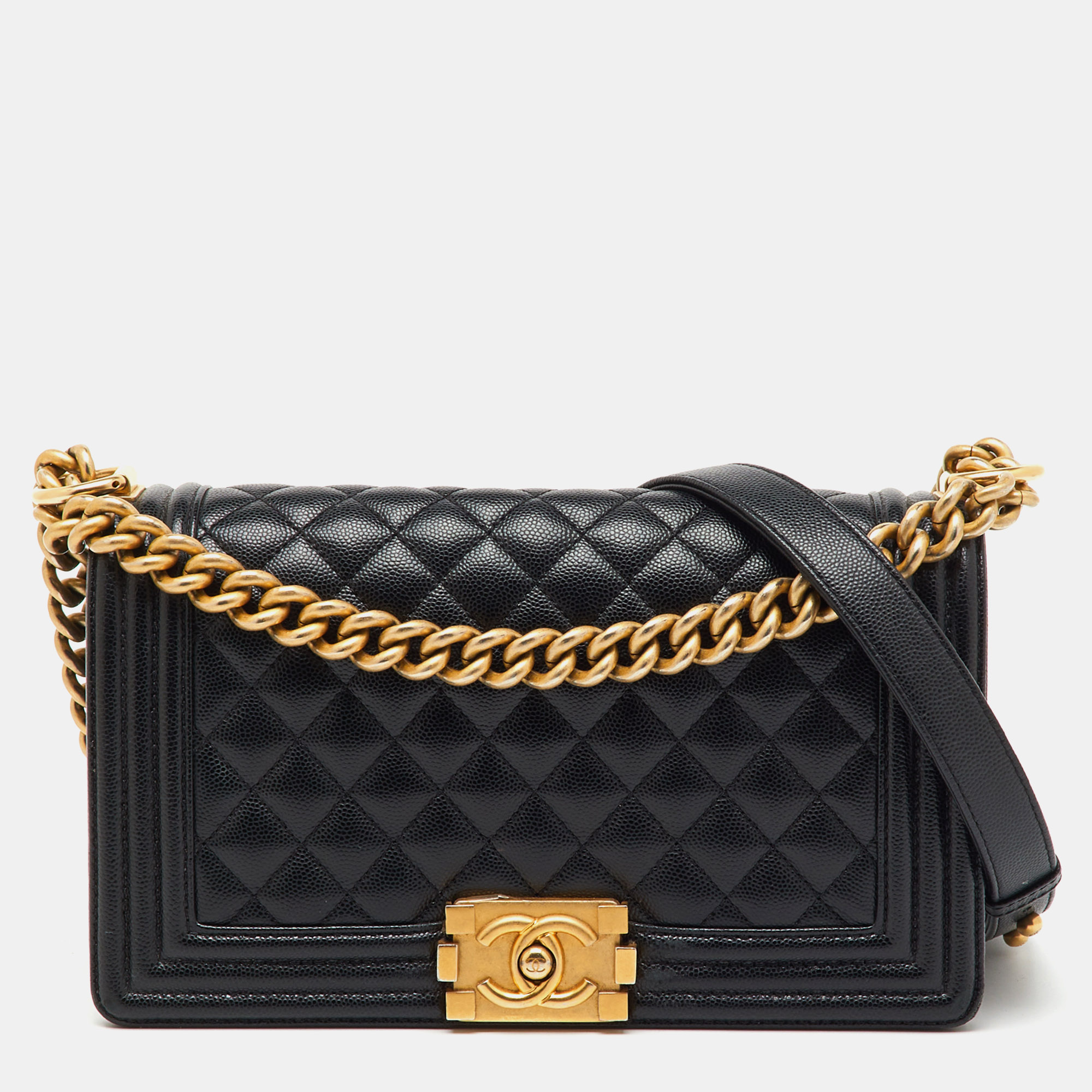 

Chanel Black Quilted Caviar Leather  Boy Flap Bag