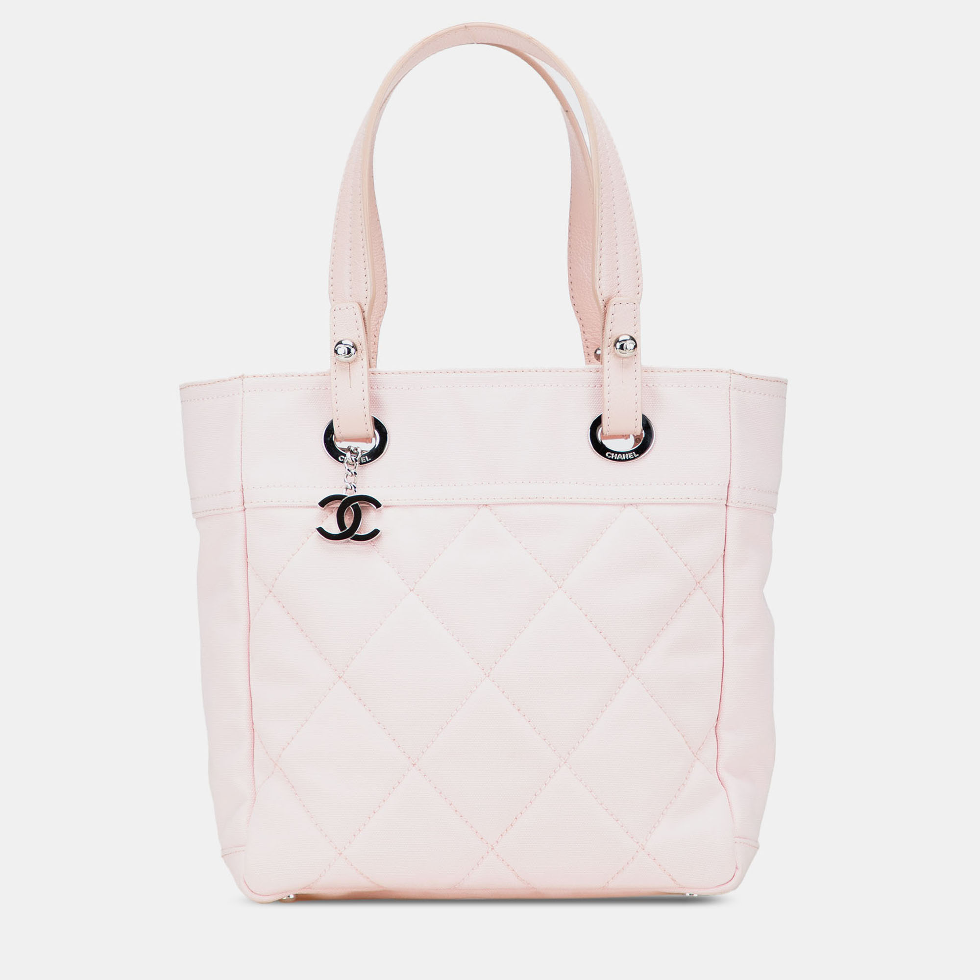 

Chanel Pink Small Quilted Canvas Paris Biarritz Tote