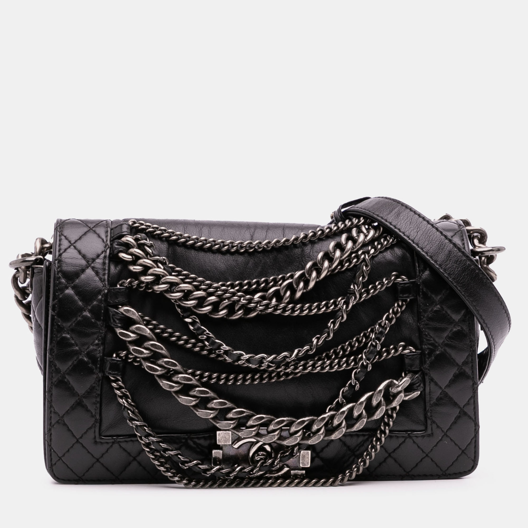 

Chanel Black Medium Calfskin Enchained Boy Flap