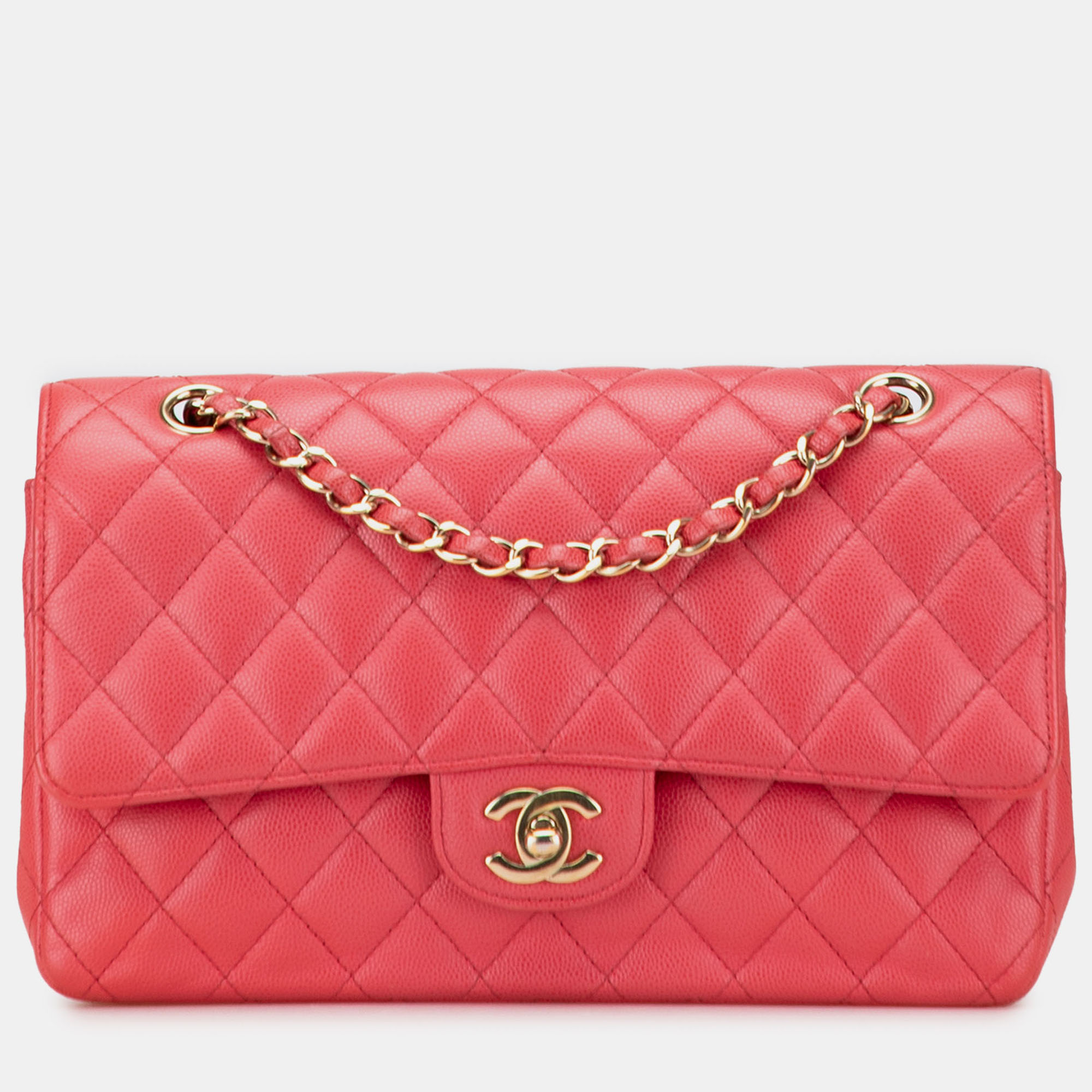 

Chanel Pink Medium Classic Caviar Double Flap