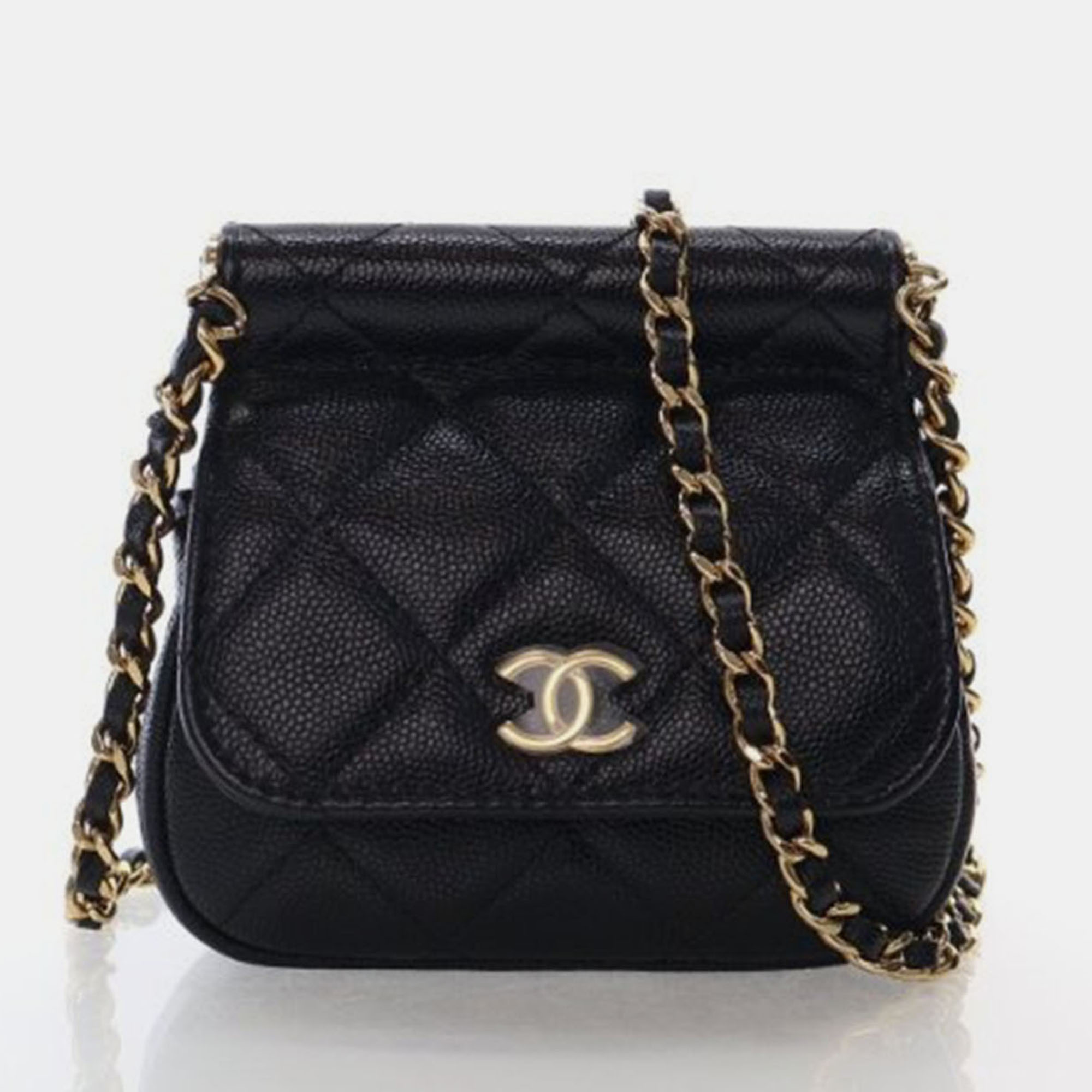 

Chanel Mini Caviar Bar Clutch On Chain, Black