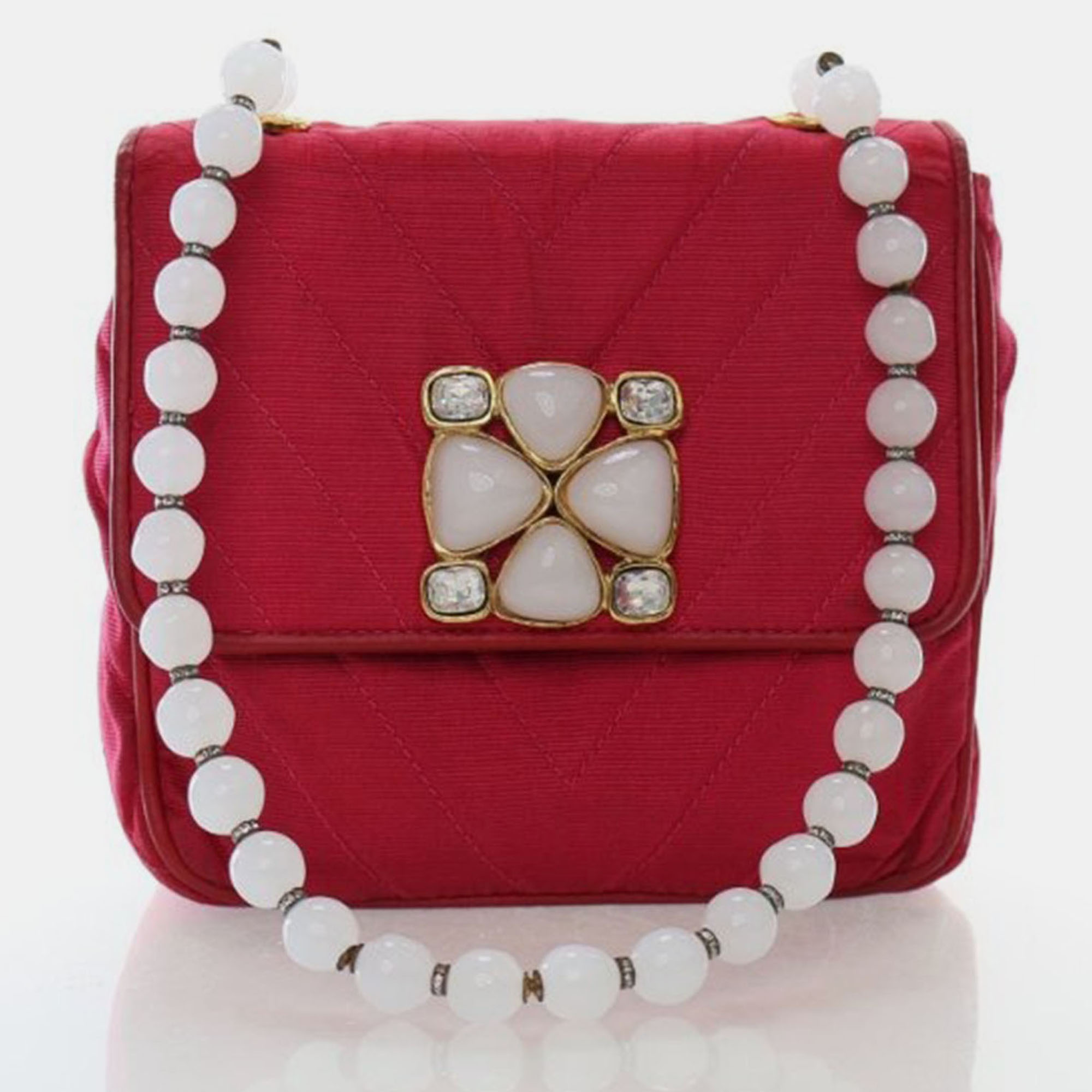 

Chanel Vintage Grosgrain Gripoix Bag, Pink