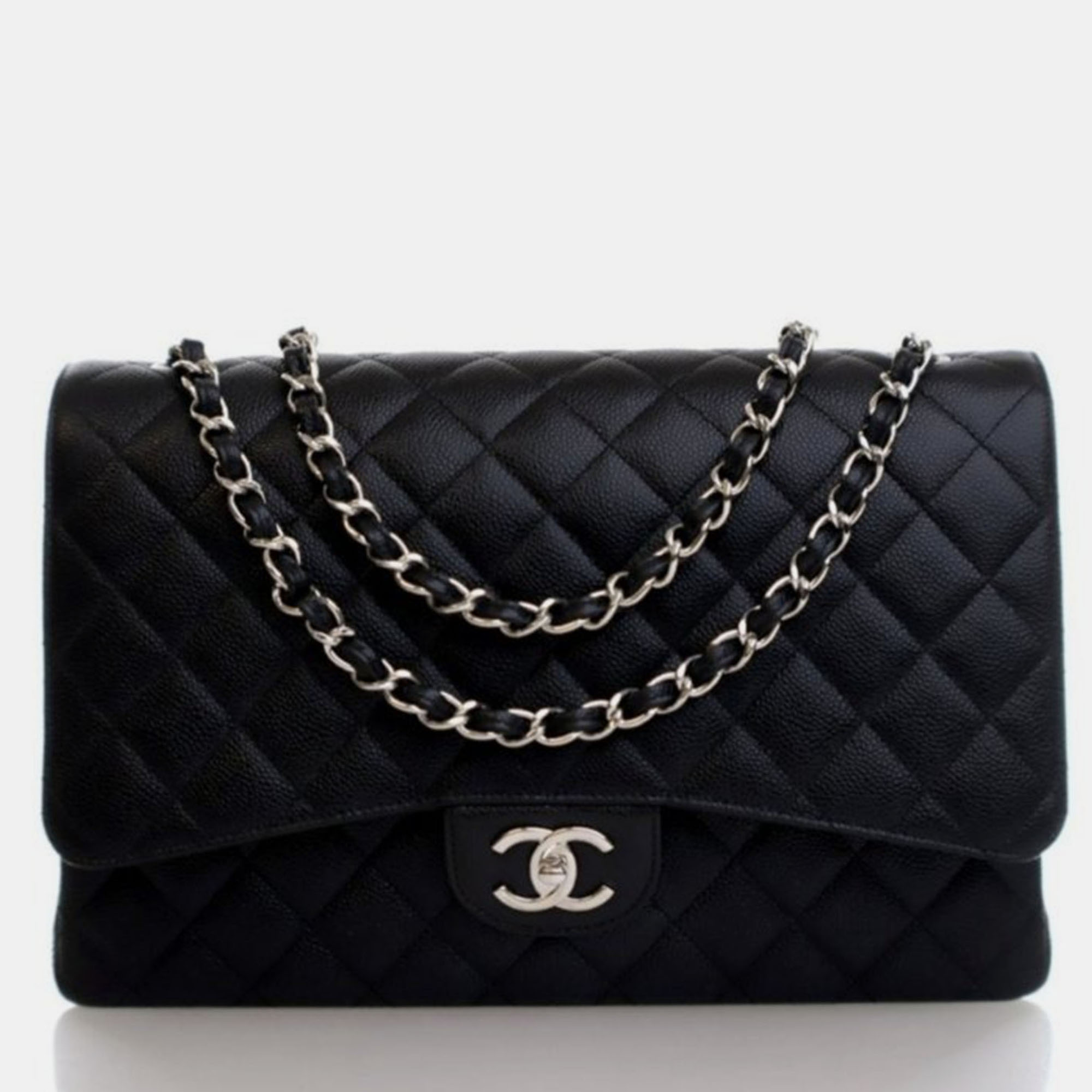 

Chanel Maxi Caviar Classic Double Flap Bag, Black