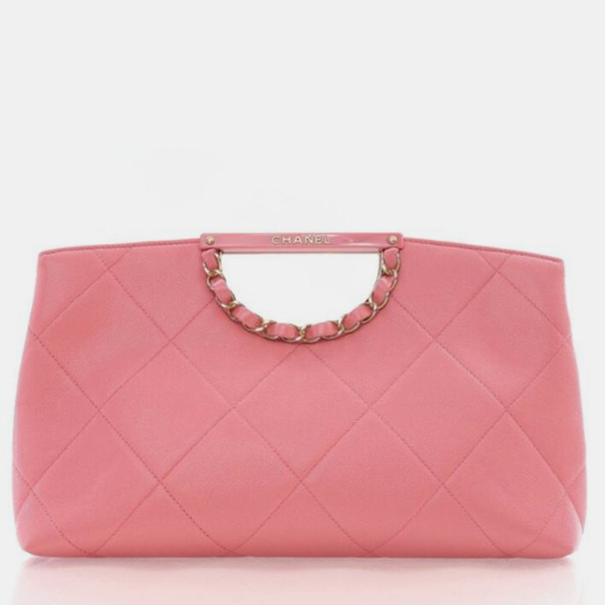 Pre-owned Chanel Caviar A Real Catch Clutch In Pink