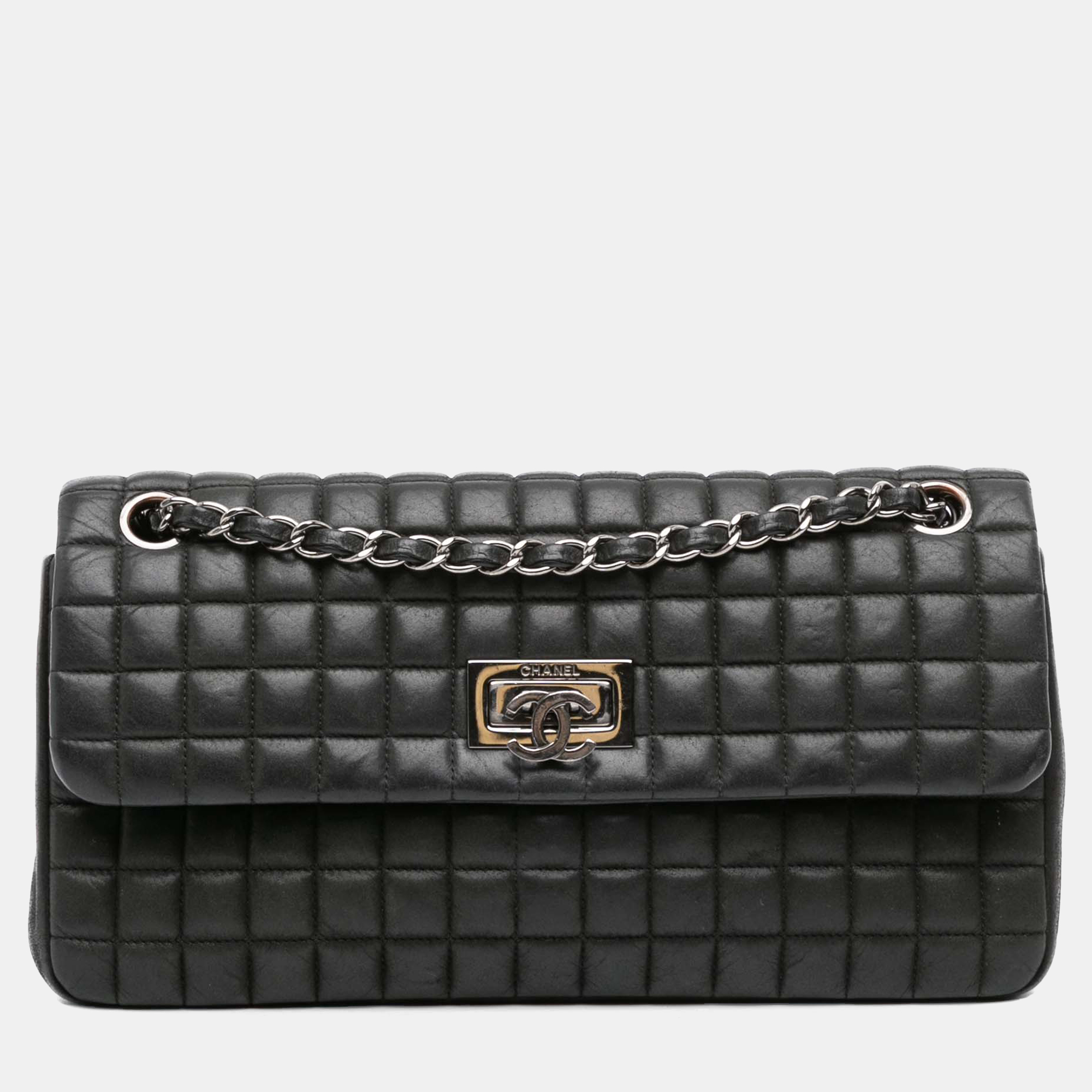 

Chanel Black Chocolate Bar Iridescent Calfskin Bubble Flap