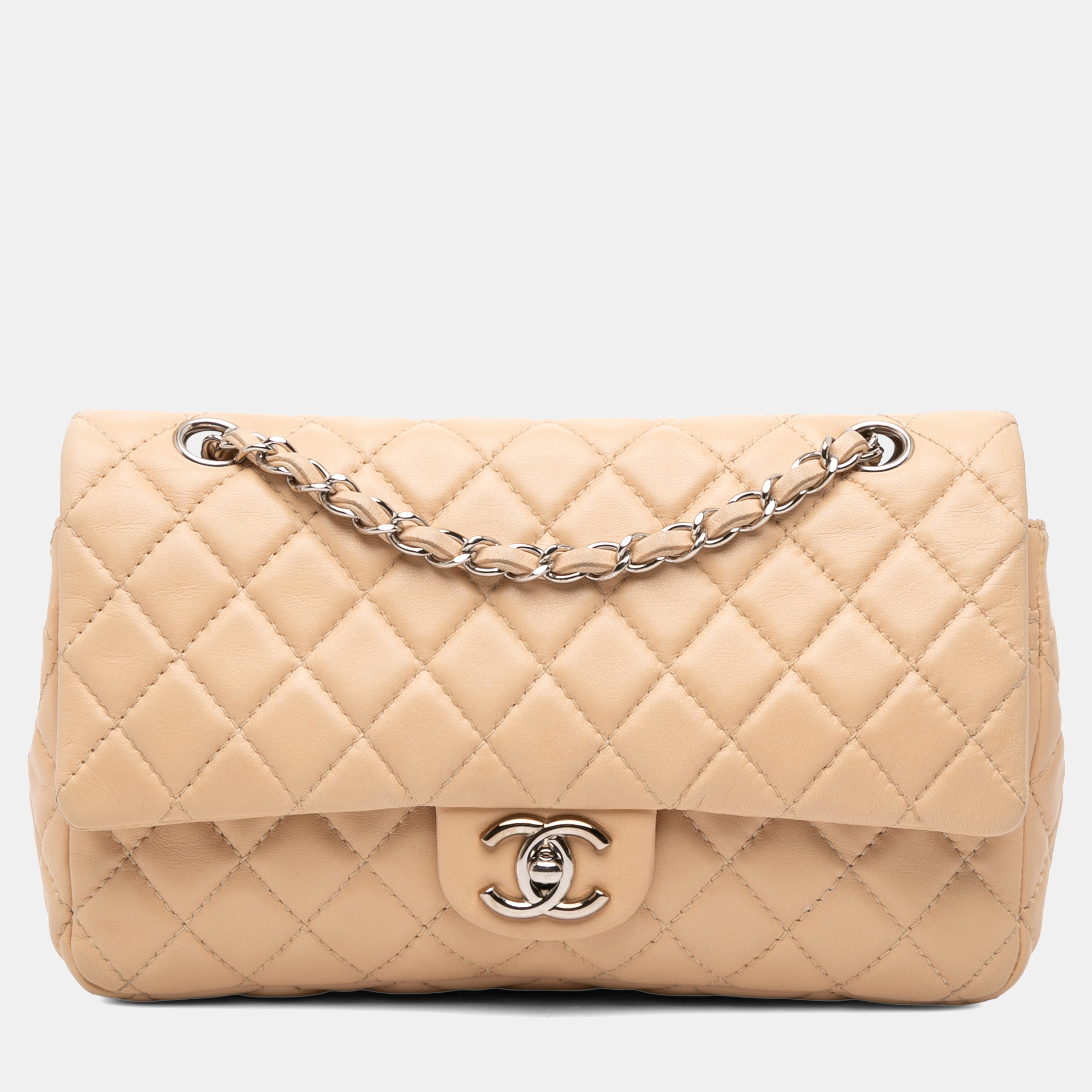 

Chanel Beige Medium Classic Lambskin Double Flap