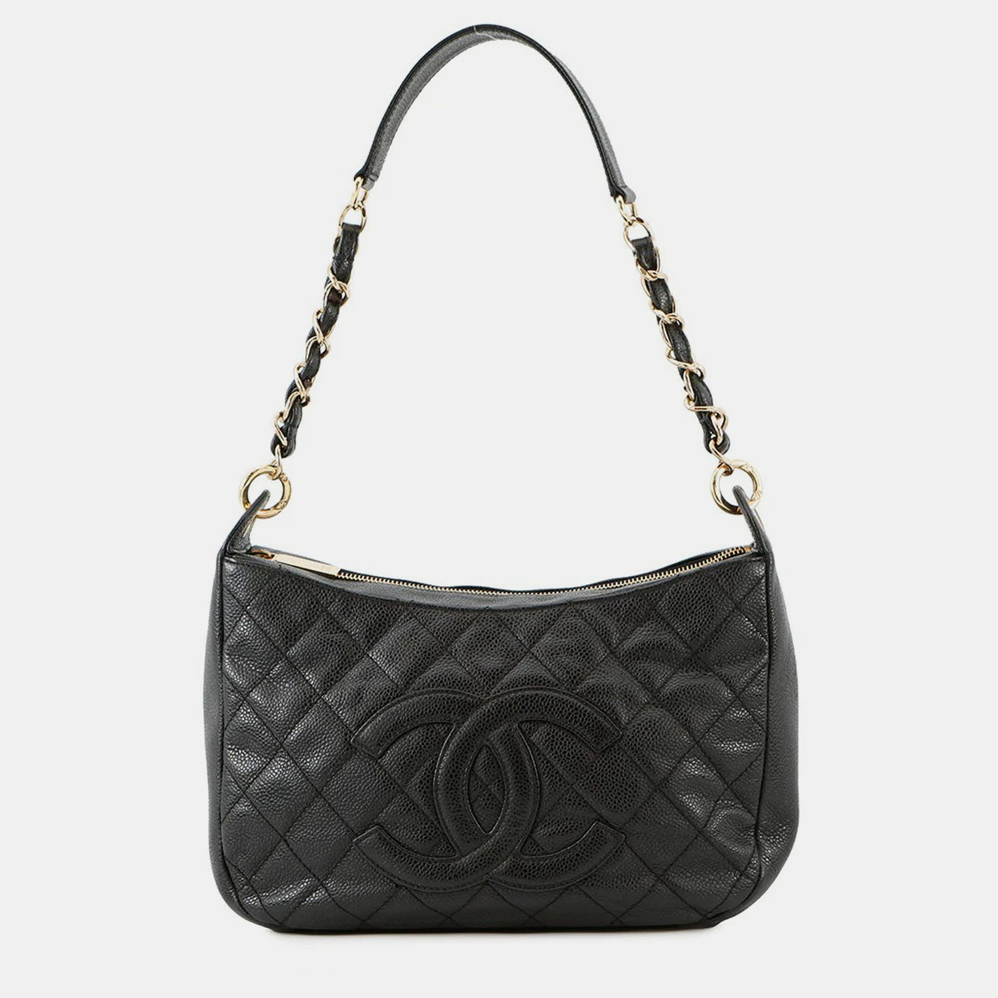 

Chanel Cc Logo One Shoulder Bag Black Caviar Leather
