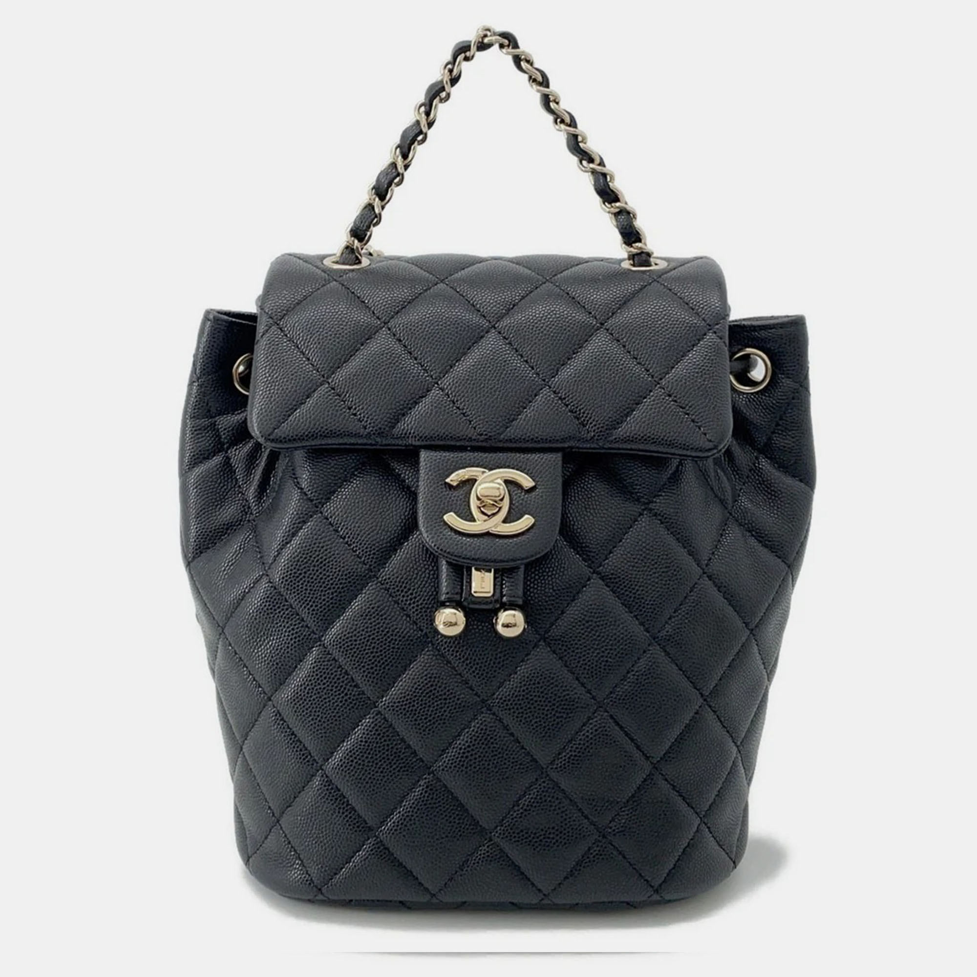 

Chanel Matelasse Black Caviar Leather Chain Backpack