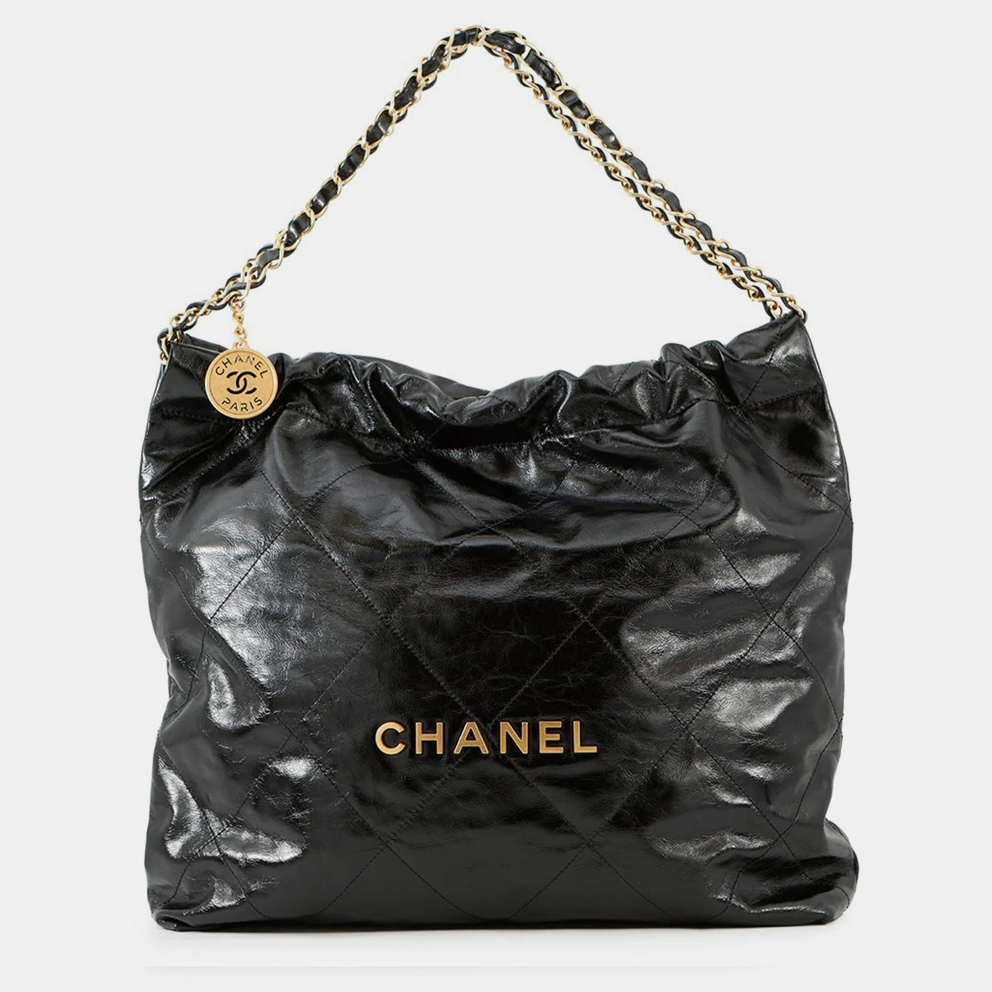 

Chanel Chanel22 Black Shiny Calf Leather Medium Handbag
