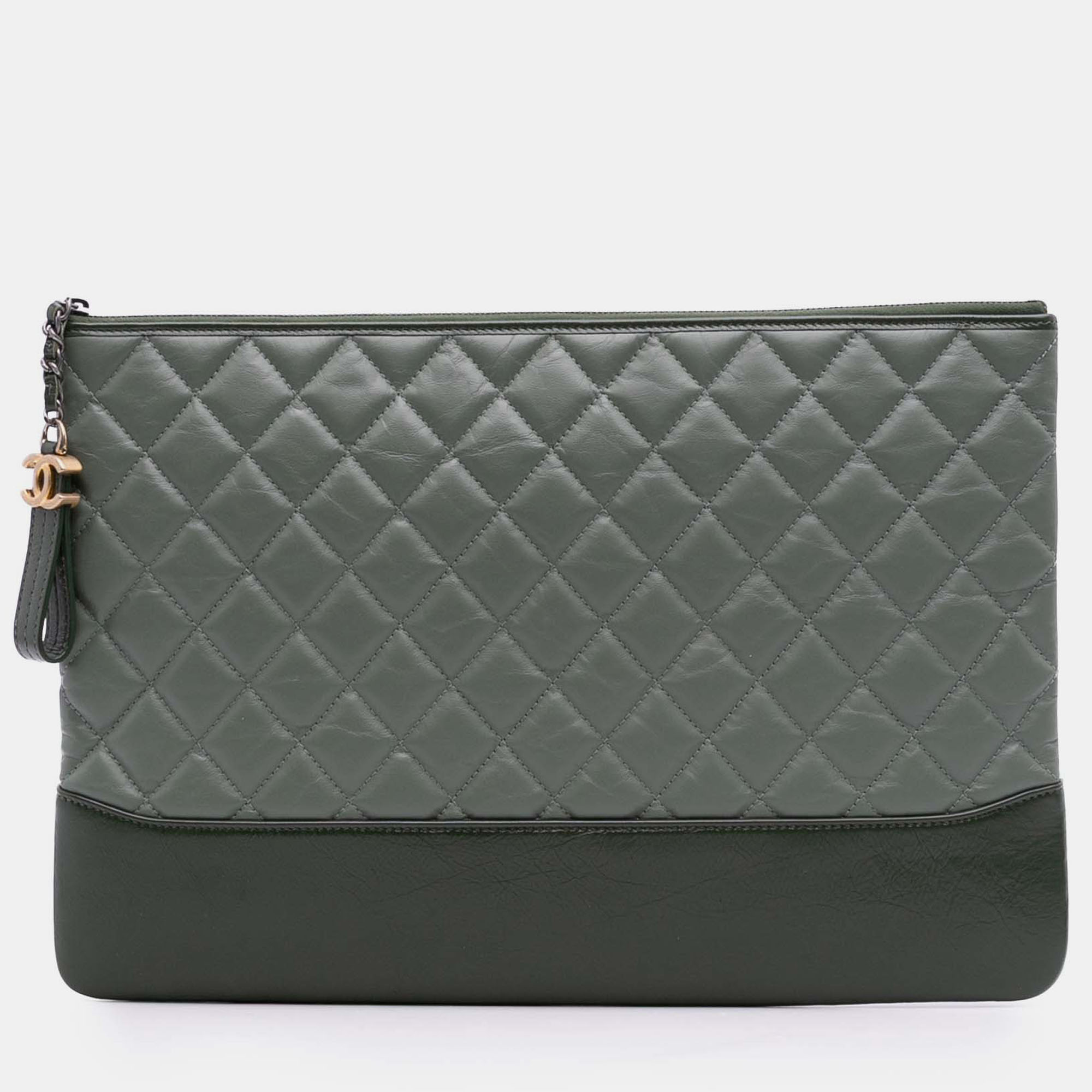 

Chanel Grey Large Aged Calfskin Gabrielle O Case Clutch