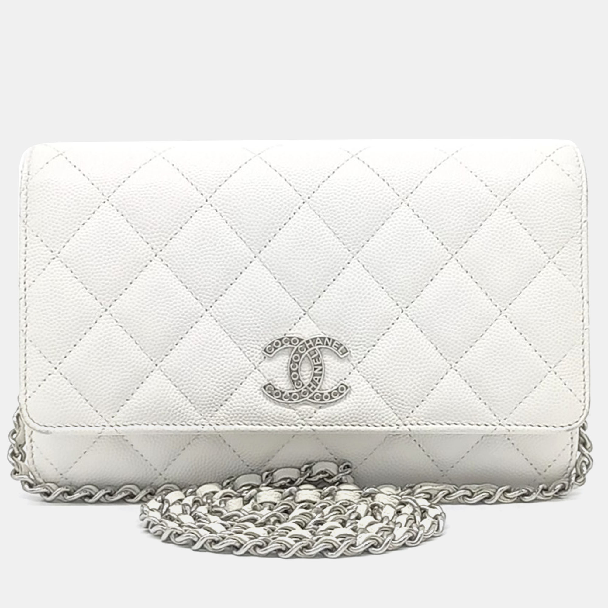 

Chanel White Leather Caviar WOC Crossbody Bag