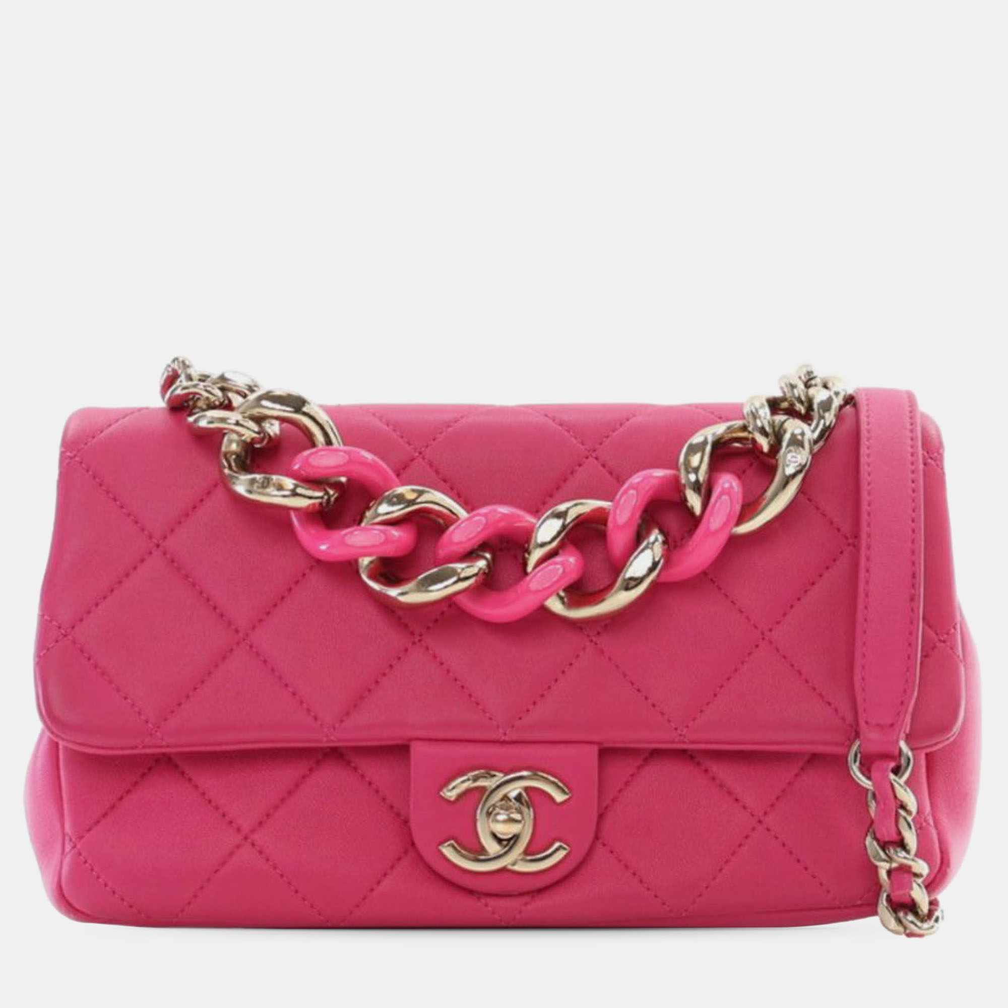 

Chanel Pink Small Lambskin Elegant Chain Single Flap
