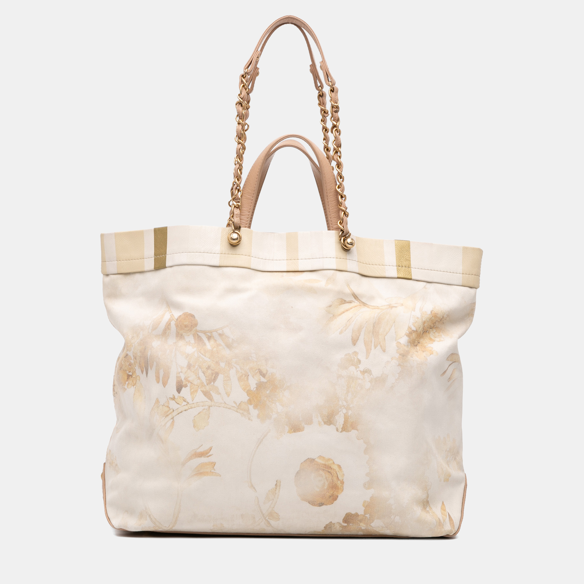 

Chanel Beige Brown Canvas Floral Shopping Tote