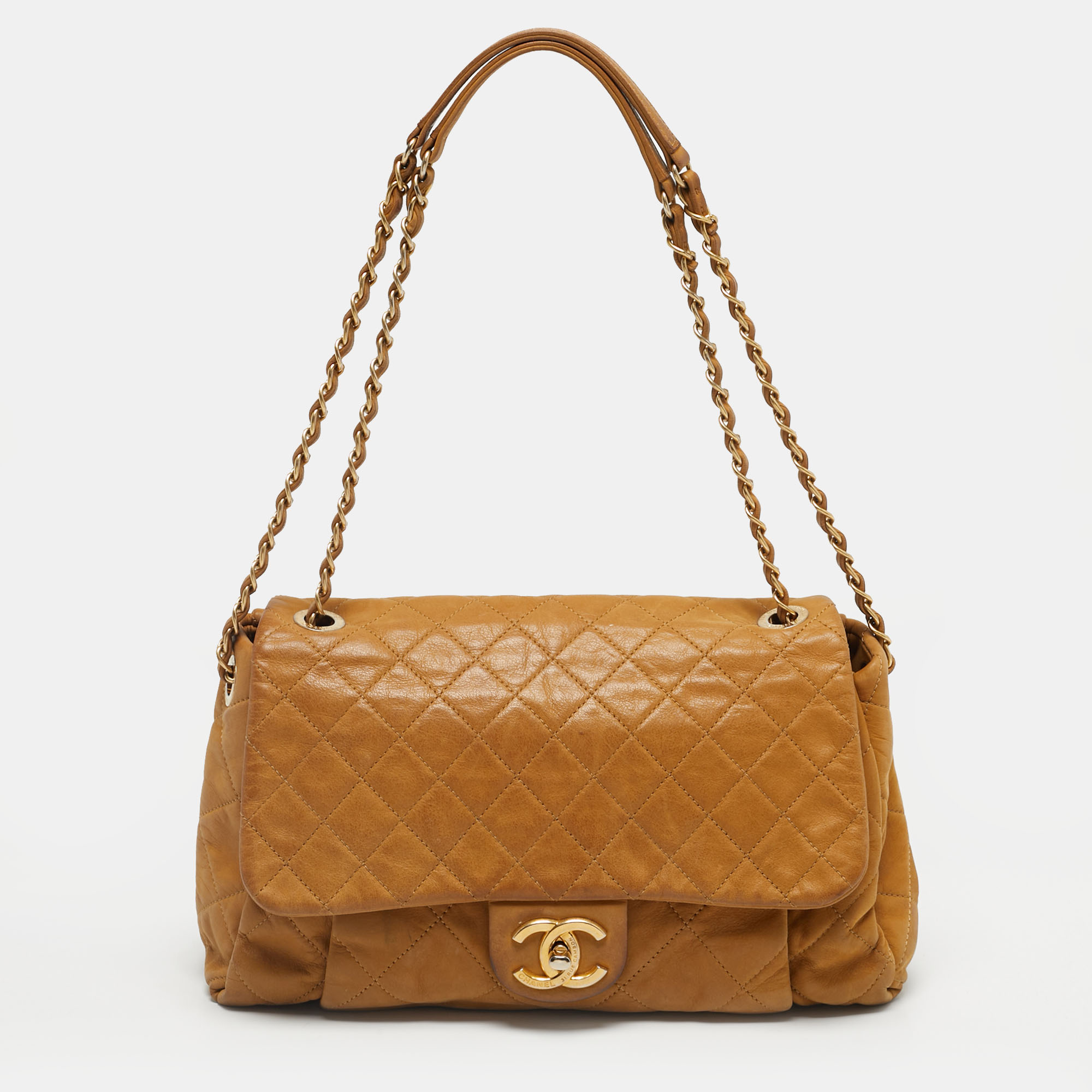 

Chanel Beige Quilted Leather Coco Pleats Flap Bag