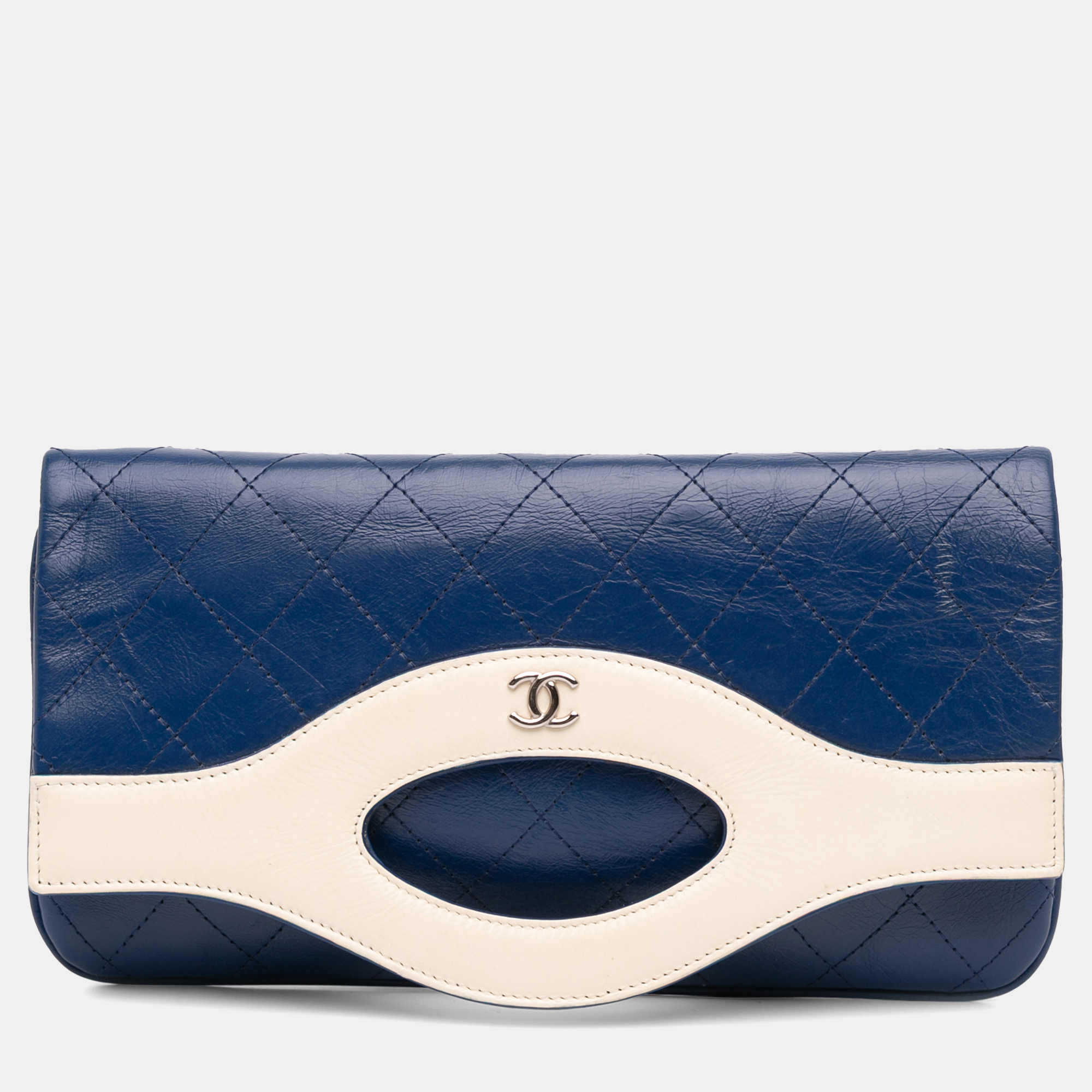 Pre-owned Chanel Blue Small Bicolor Aged Calfskin 31 Pouch