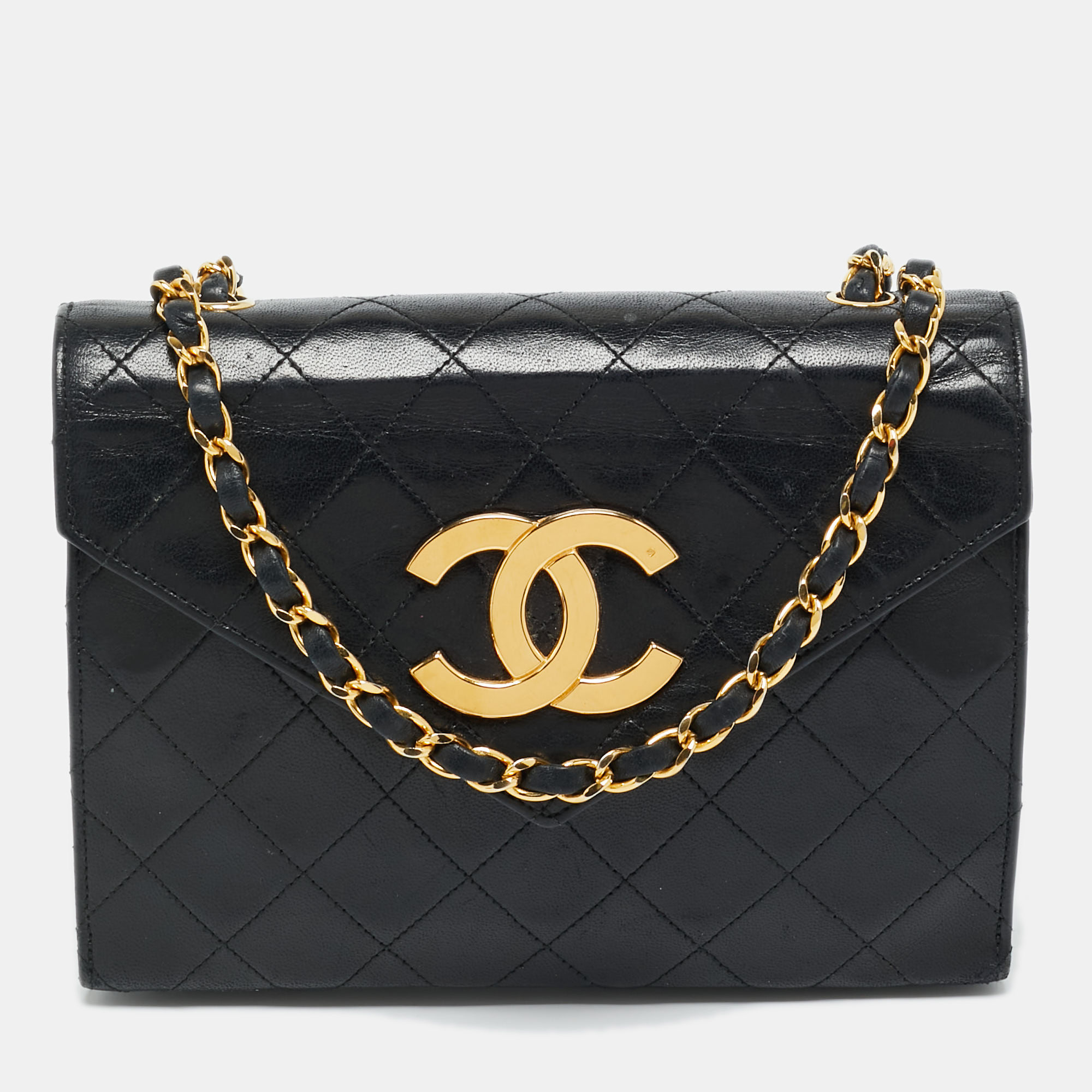 

Chanel Black Quilted Leather Vintage CC Square Flap Bag
