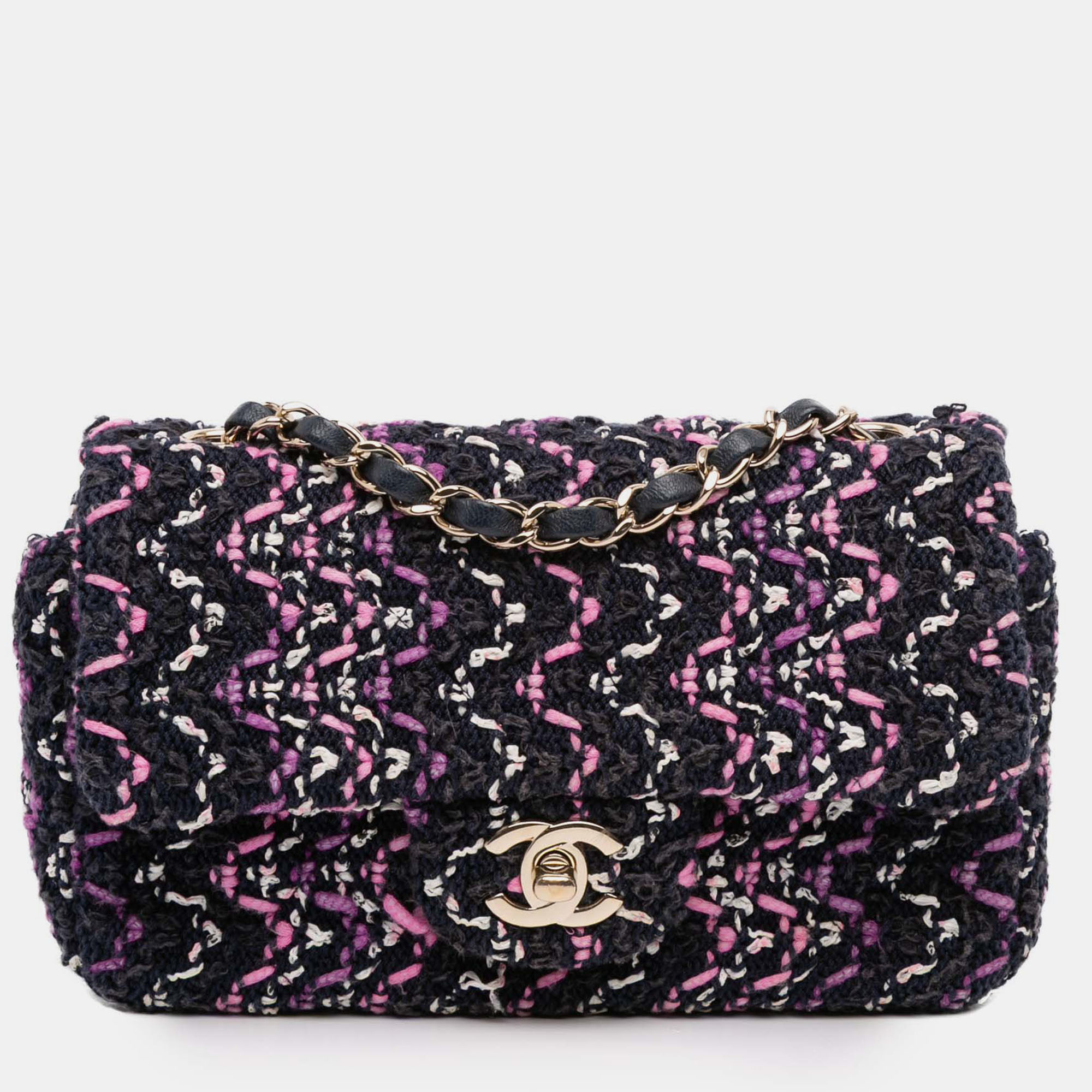 Pre-owned Chanel Multicolor Mini Rectangular Classic Multicolor Cotton Stitched Single Flap