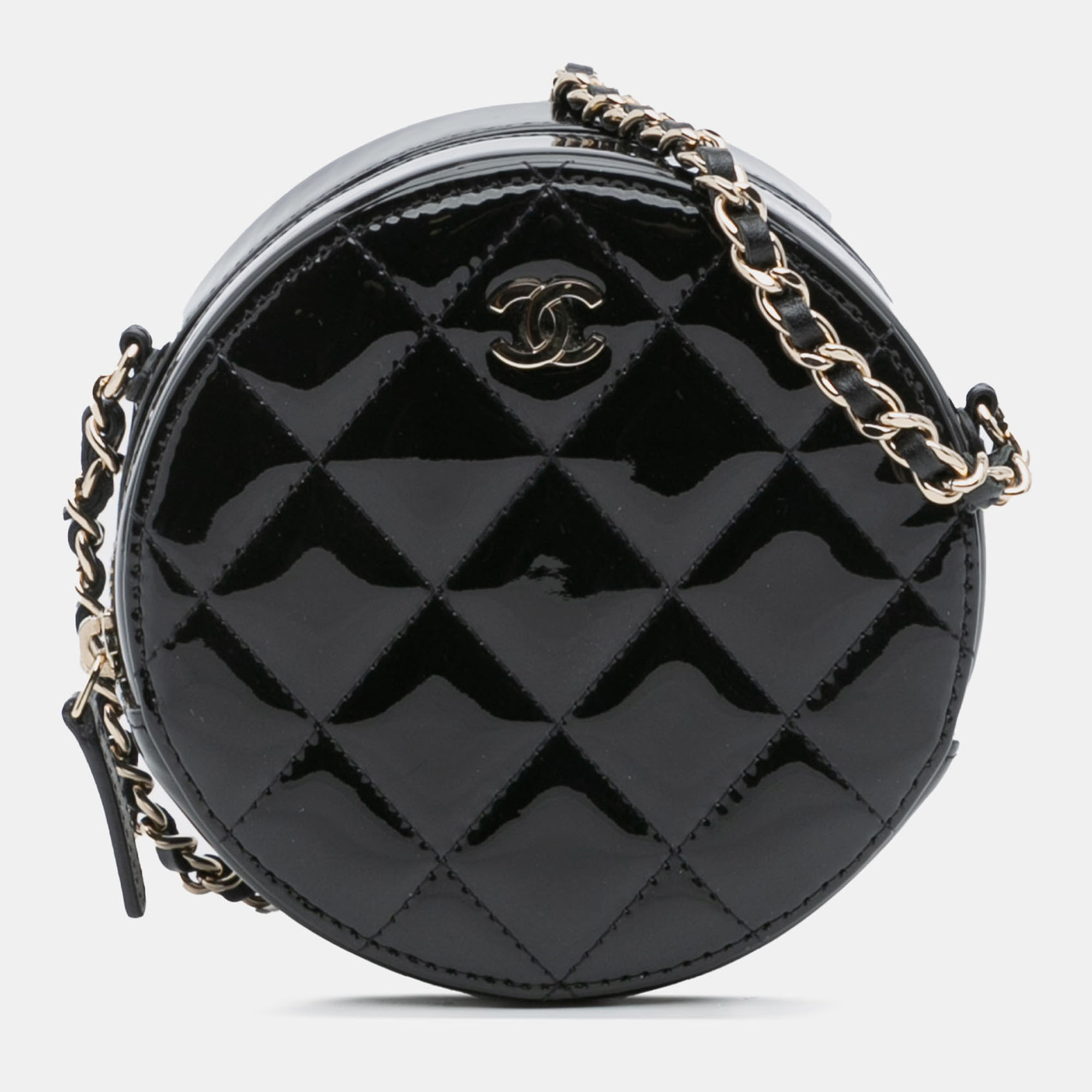 

Chanel Black Quilted Patent Round As Earth Crossbody