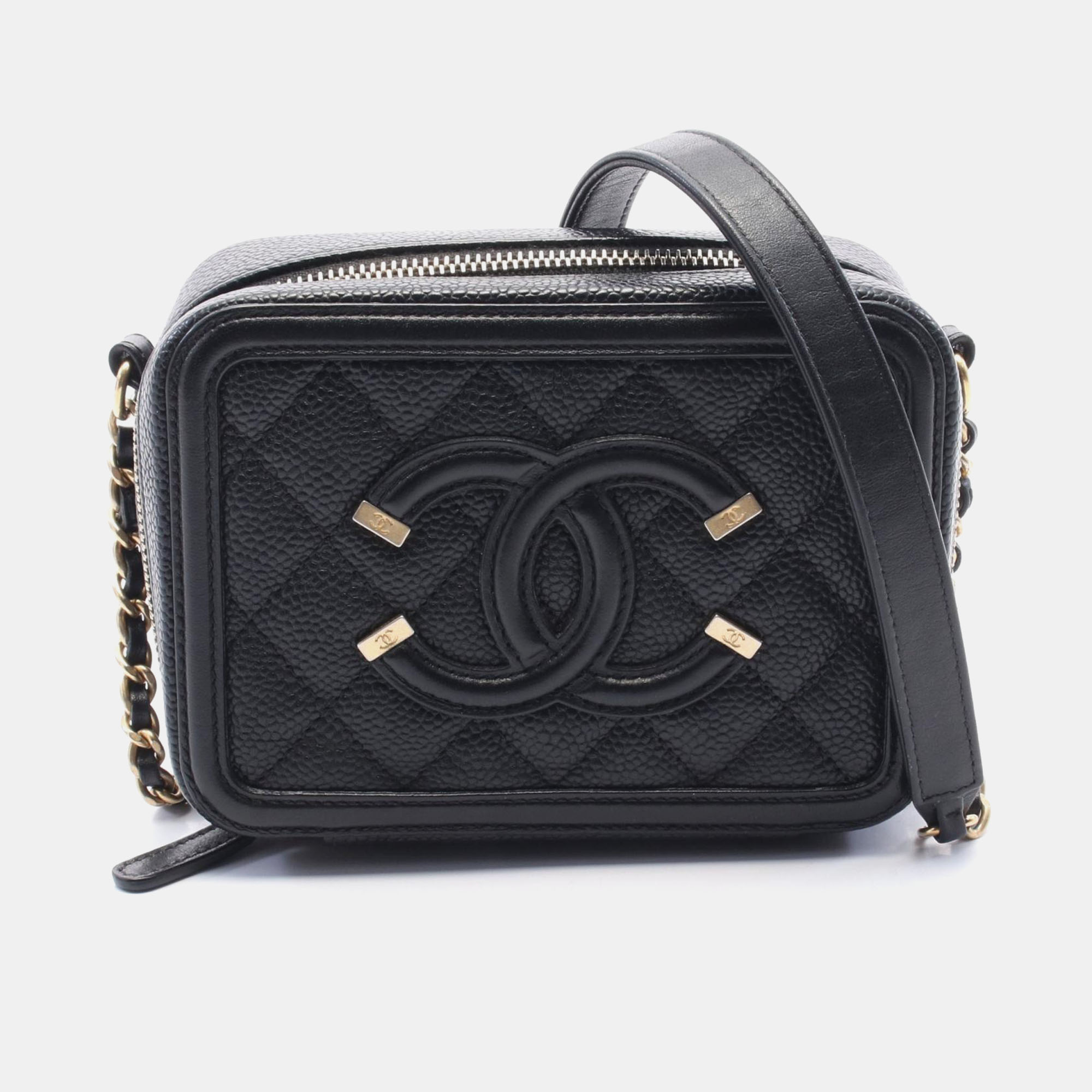 

Chanel Filigree Mini Black Leather Shoulder Bag