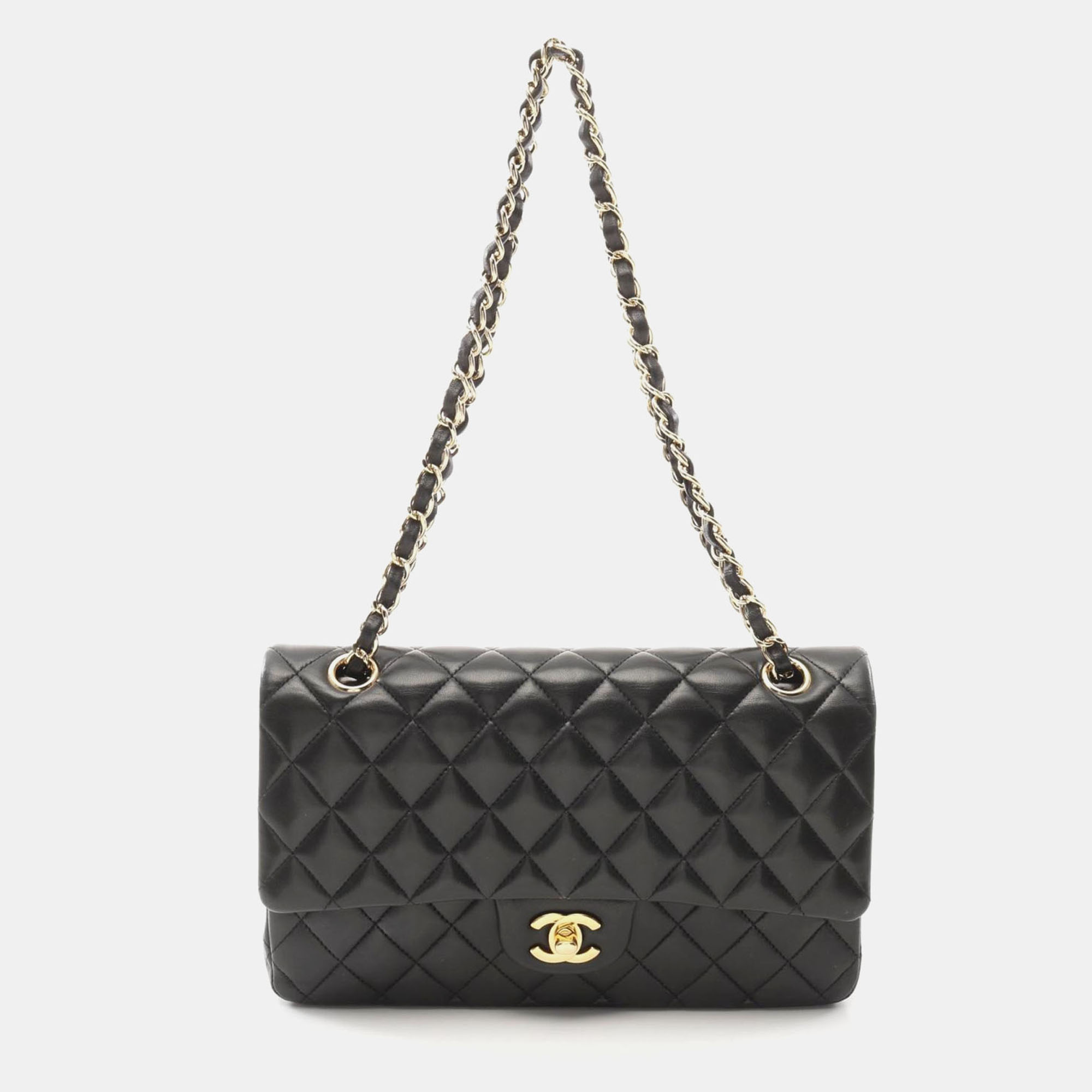 

Chanel Classic Double Flap  Black Lambskin Leather Shoulder Bag