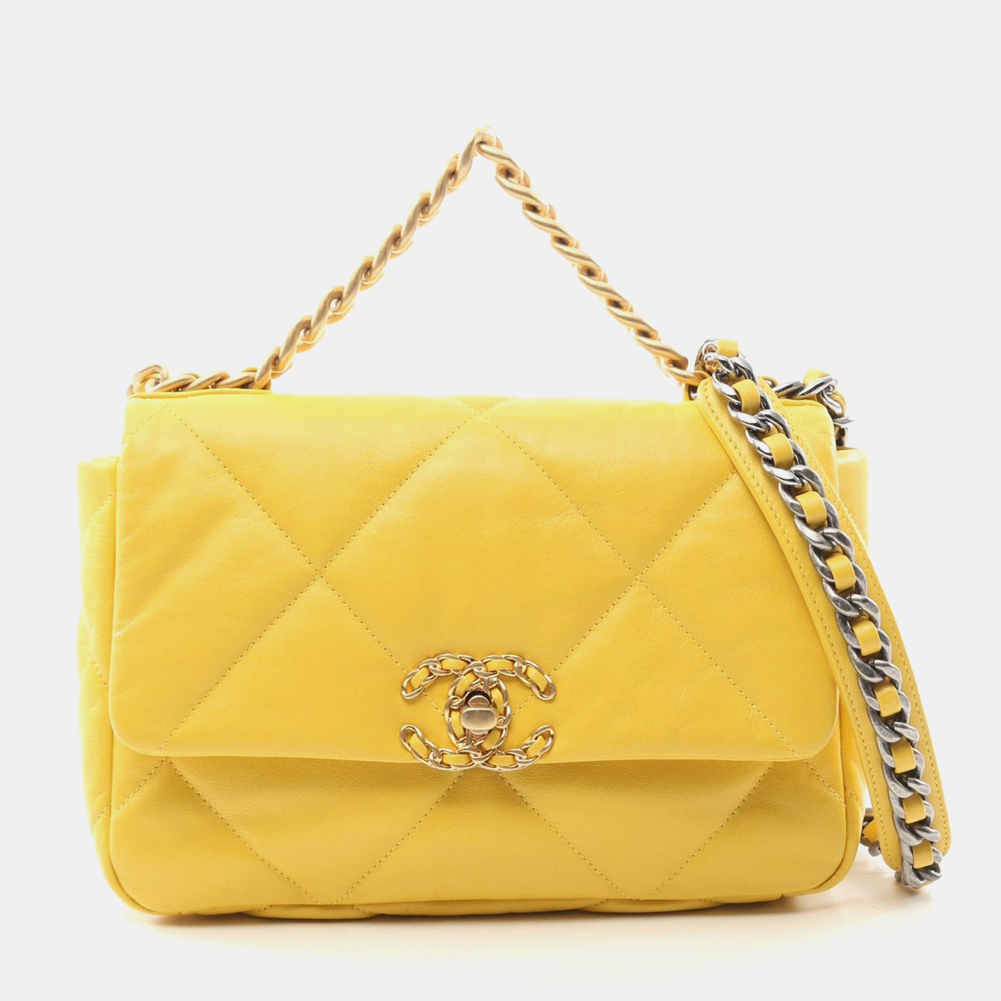 

Chanel 19 Yellow Lambskin Leather Shoulder Bag