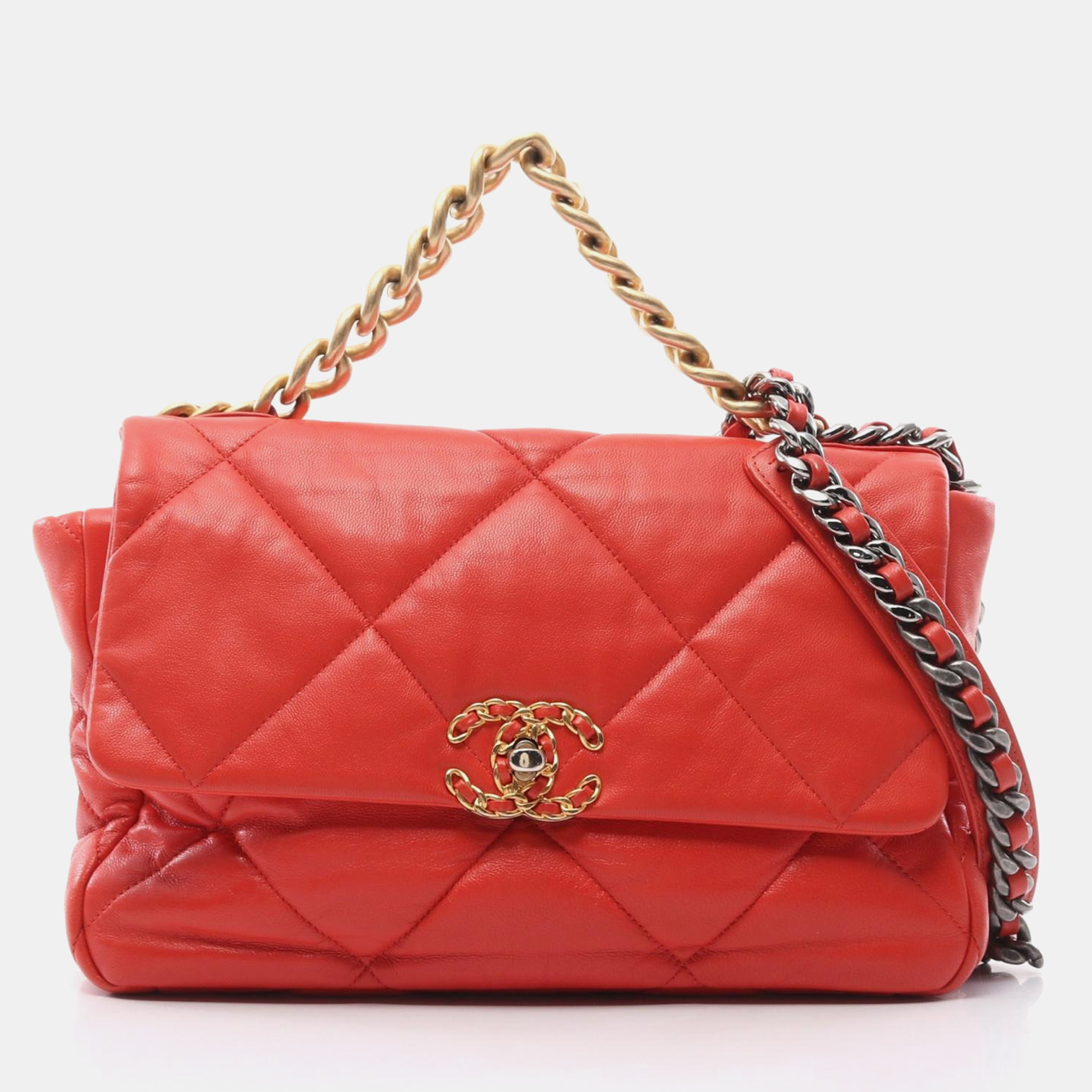 

Chanel 19 Orange Quilted Leather Flap Bag