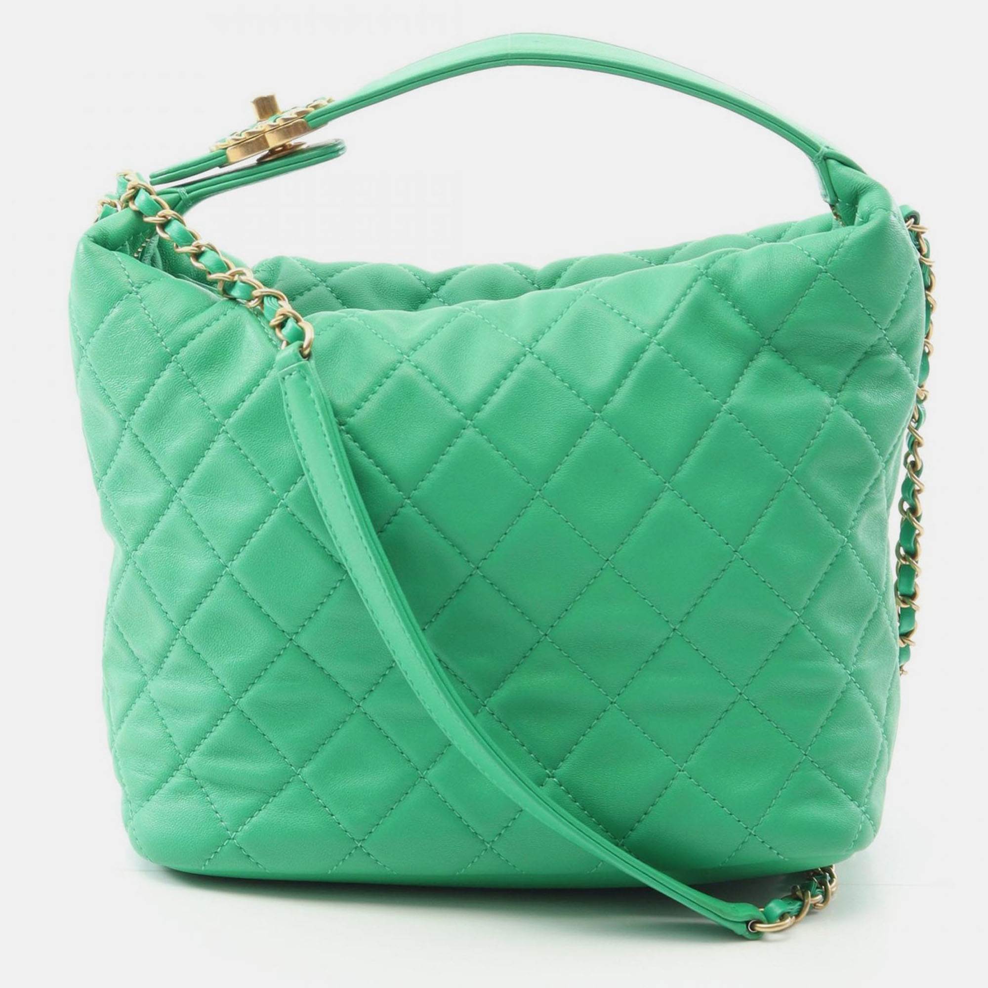 

Chanel Perfect Meeting Small Green Lambskin Hobo Bag