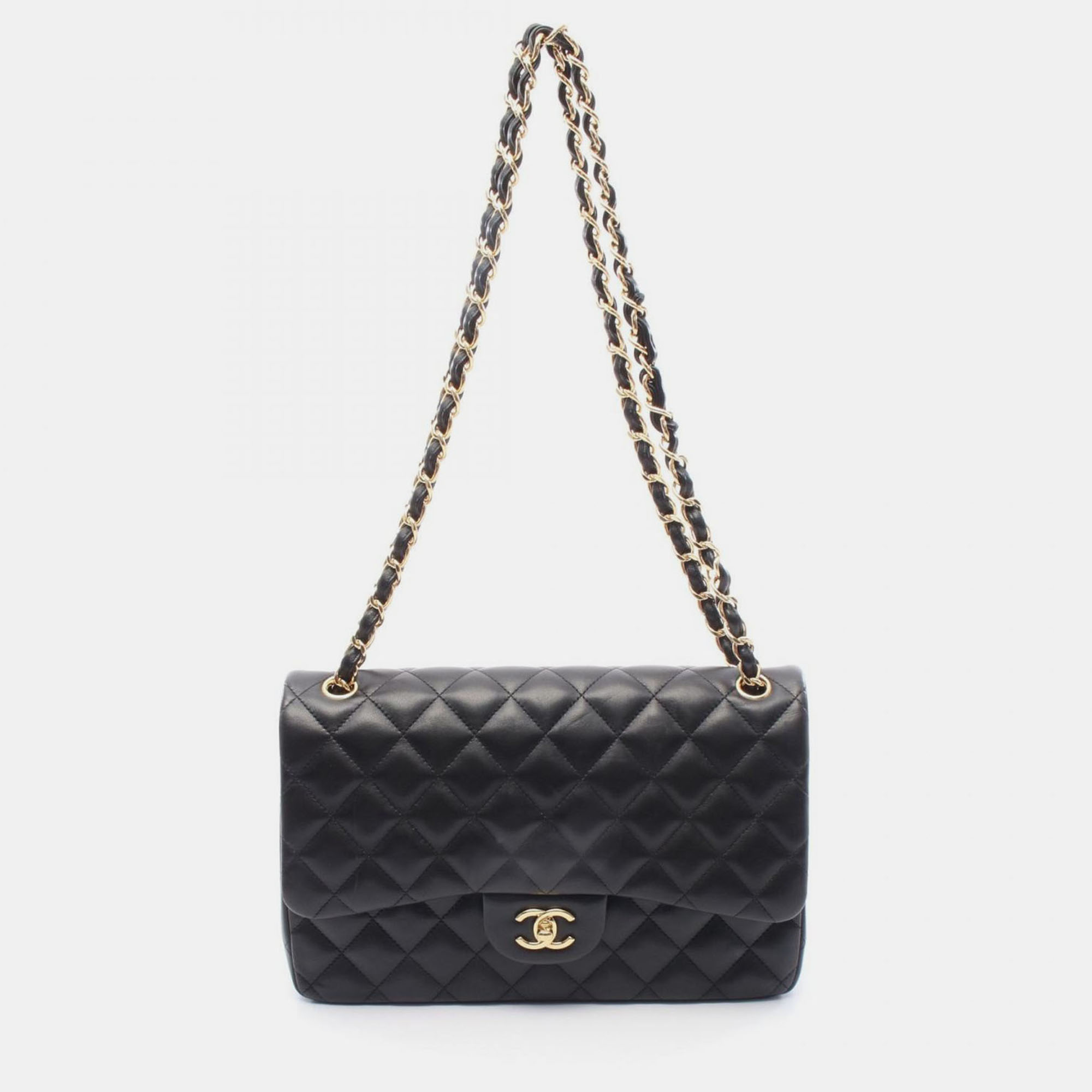 

Chanel Classic Double Flap Jumbo Black Lambskin Leather Shoulder Bag