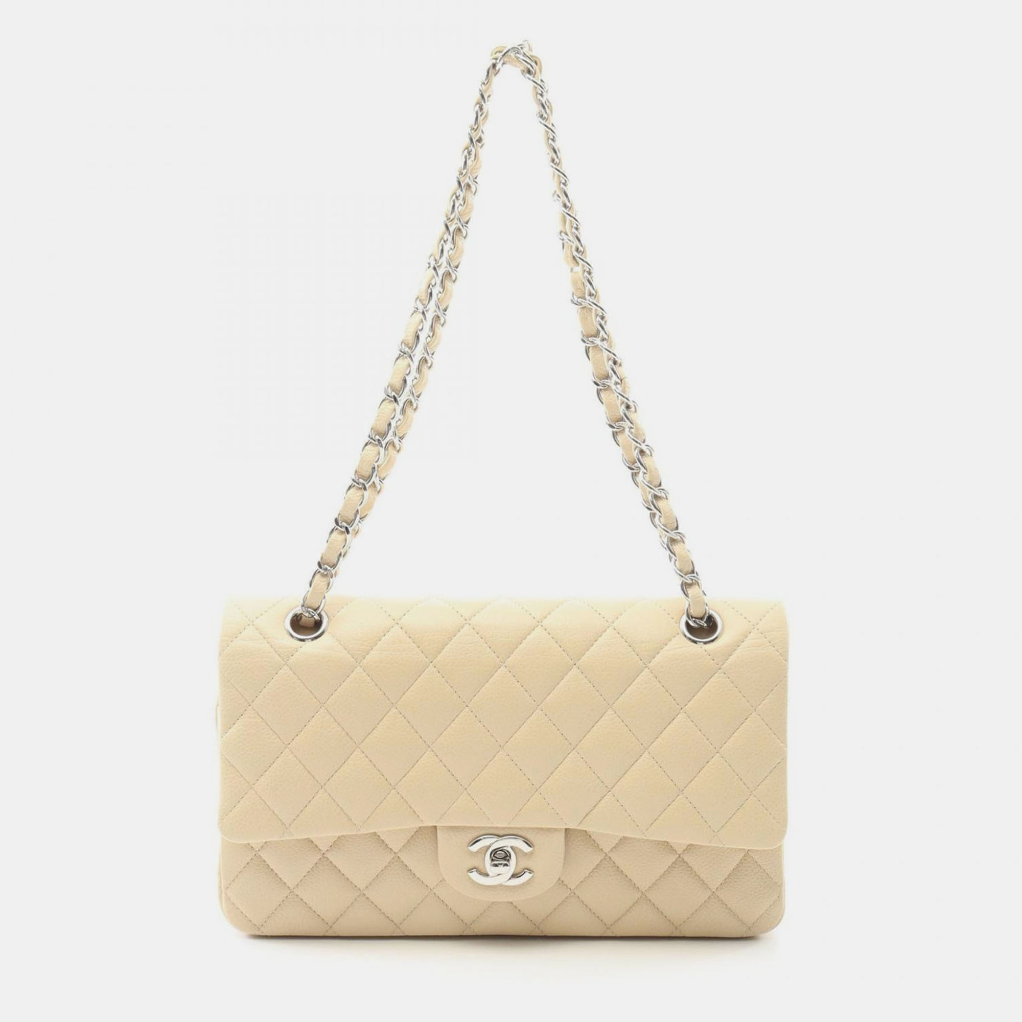 

Chanel Classic Double Flap  Beige Leather Shoulder Bag