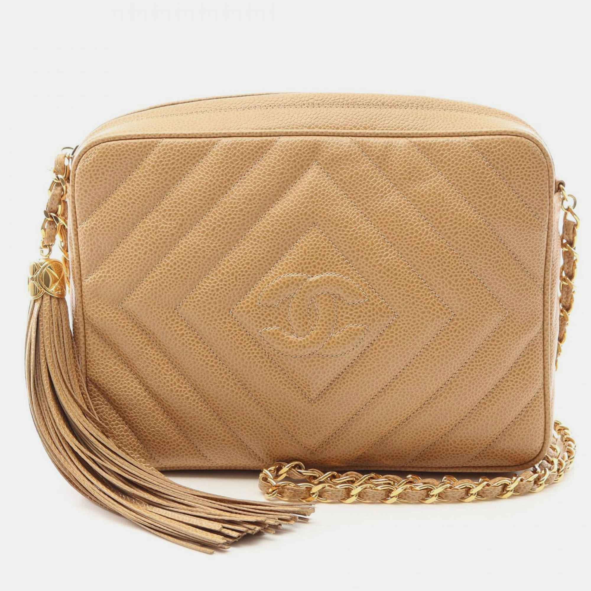 

Chanel Vintage CC Tassel Beige Leather Camera Bag