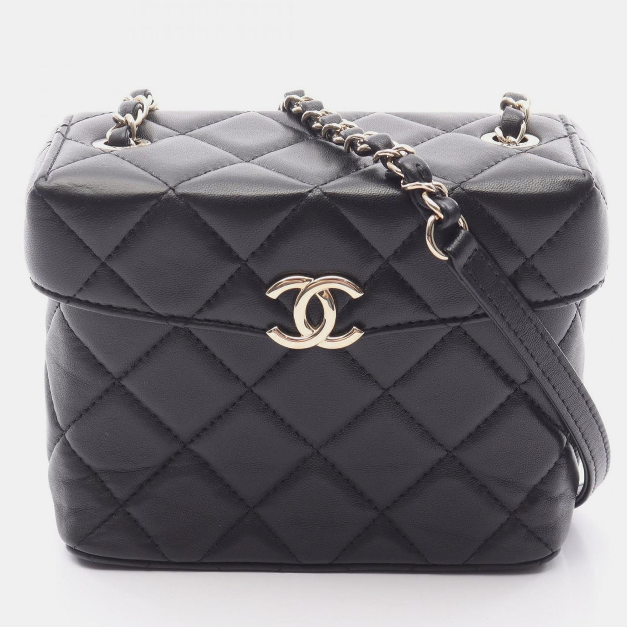 

Chanel CC Box Small Black Leather Shoulder Bag