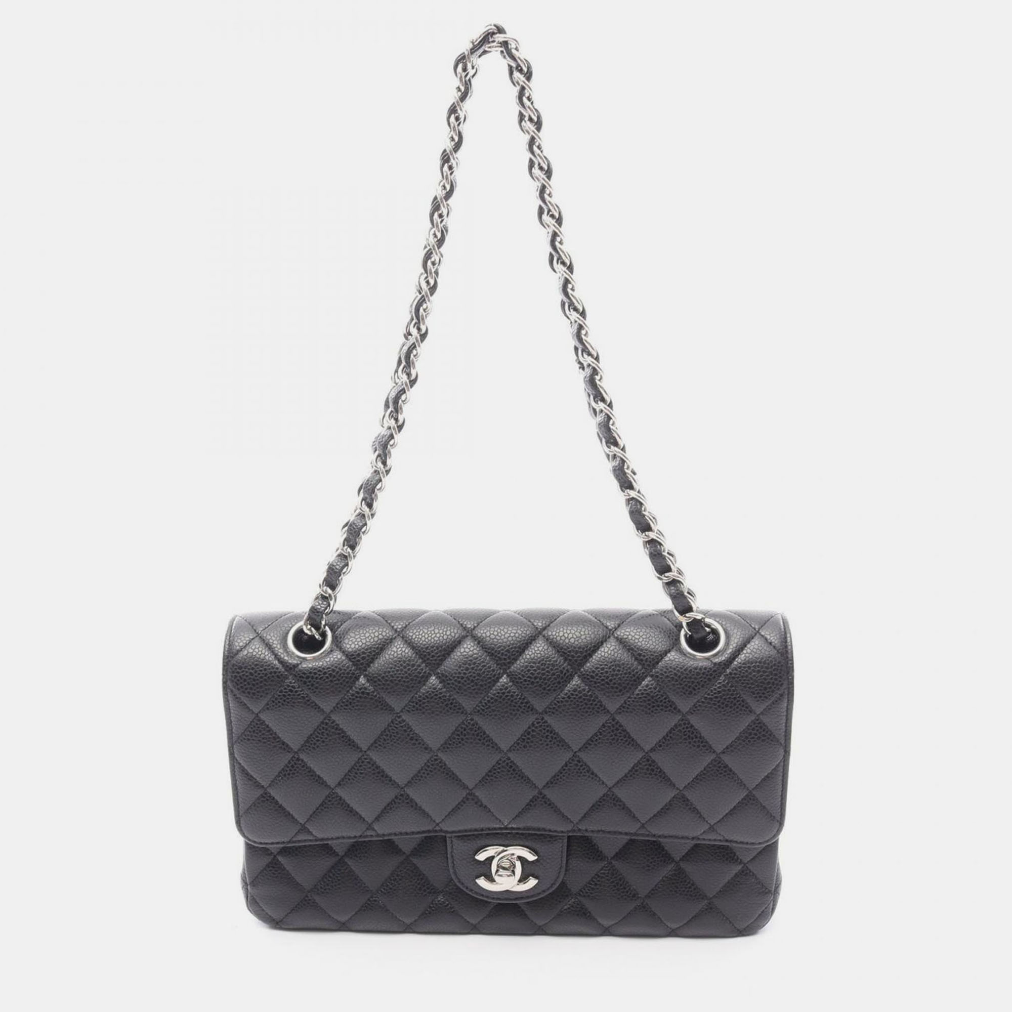 

Chanel Classic Double Flap Black Leather Shoulder Bag