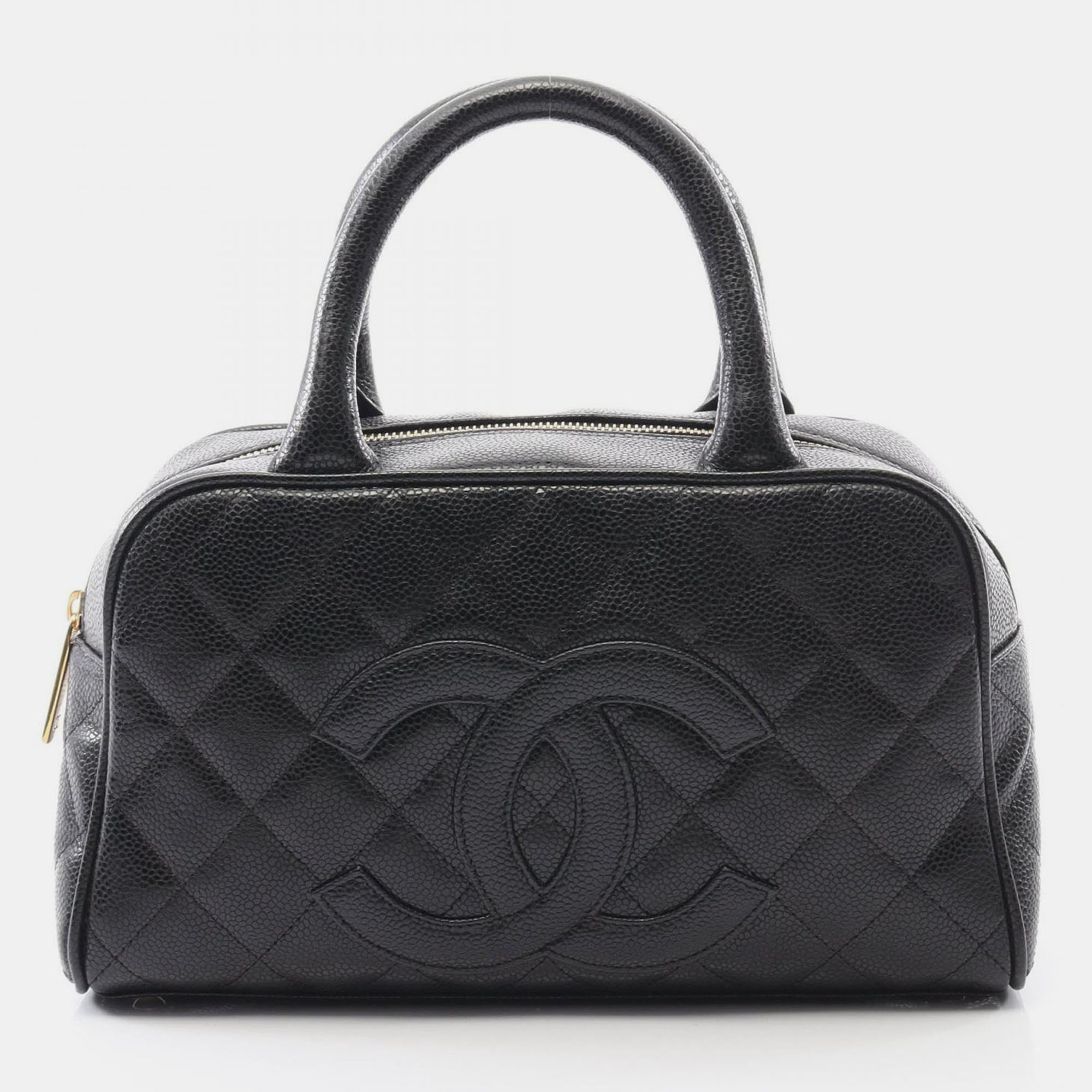 

Chanel CC Black Leather Bowling Bag
