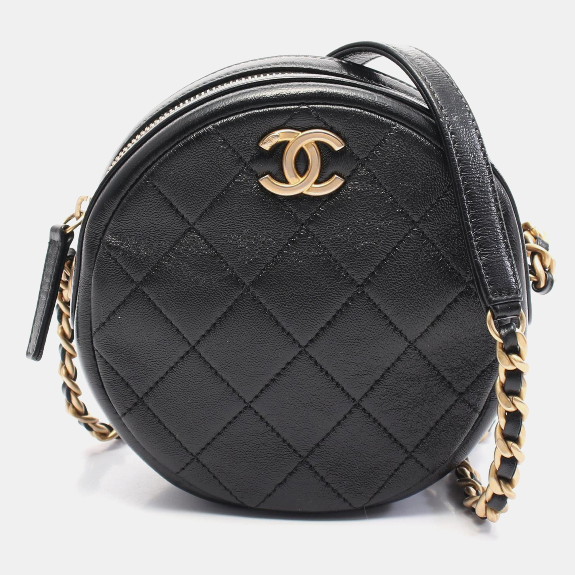 

Chanel Round CC Black Leather Shoulder Bag