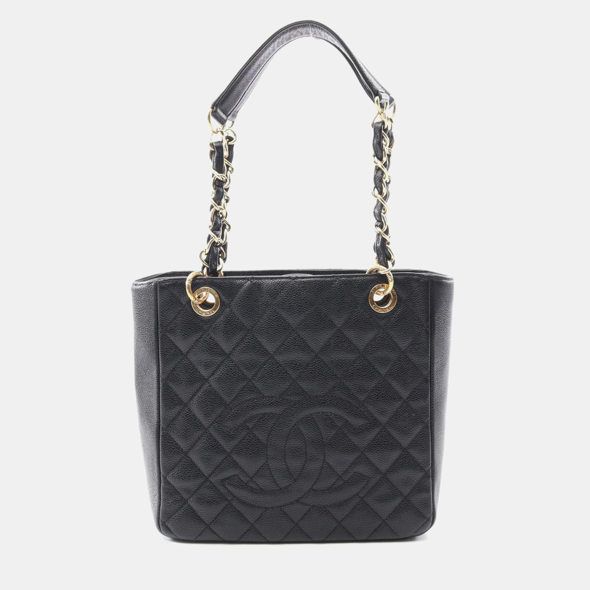 

Chanel Petite Shopping PST Black Leather Tote Bag