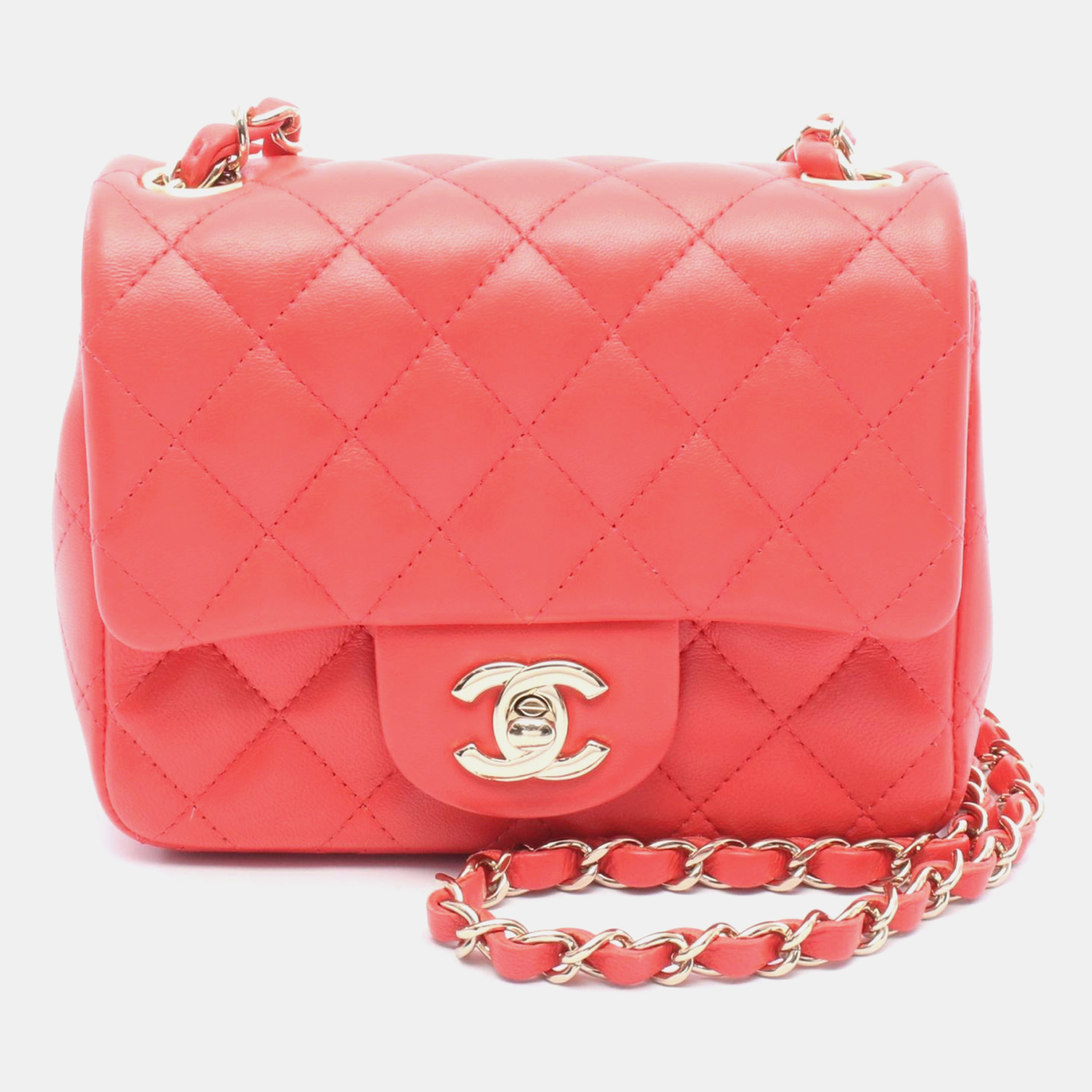 

Chanel Square Flap Red Leather Shoulder Bag