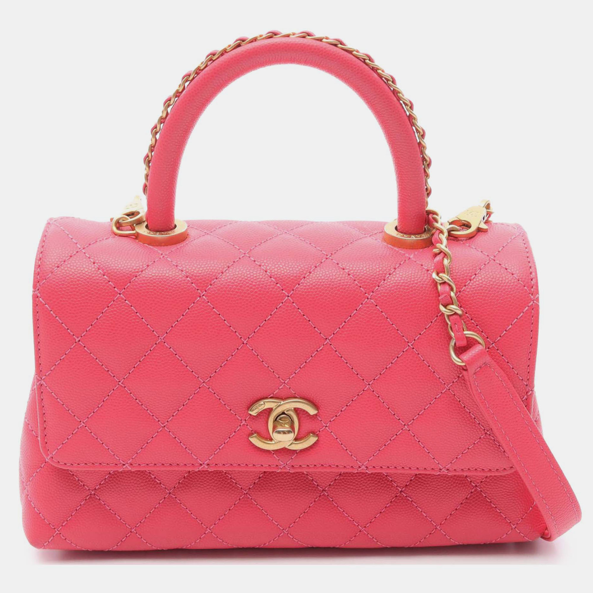 

Chanel Pink Mini Caviar Coco Chain Top Handle Bag