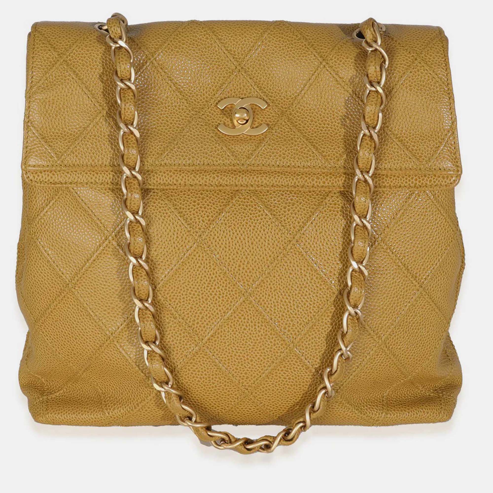 

Chanel Beige Quilted Caviar Chain Flap Shoulder Bag
