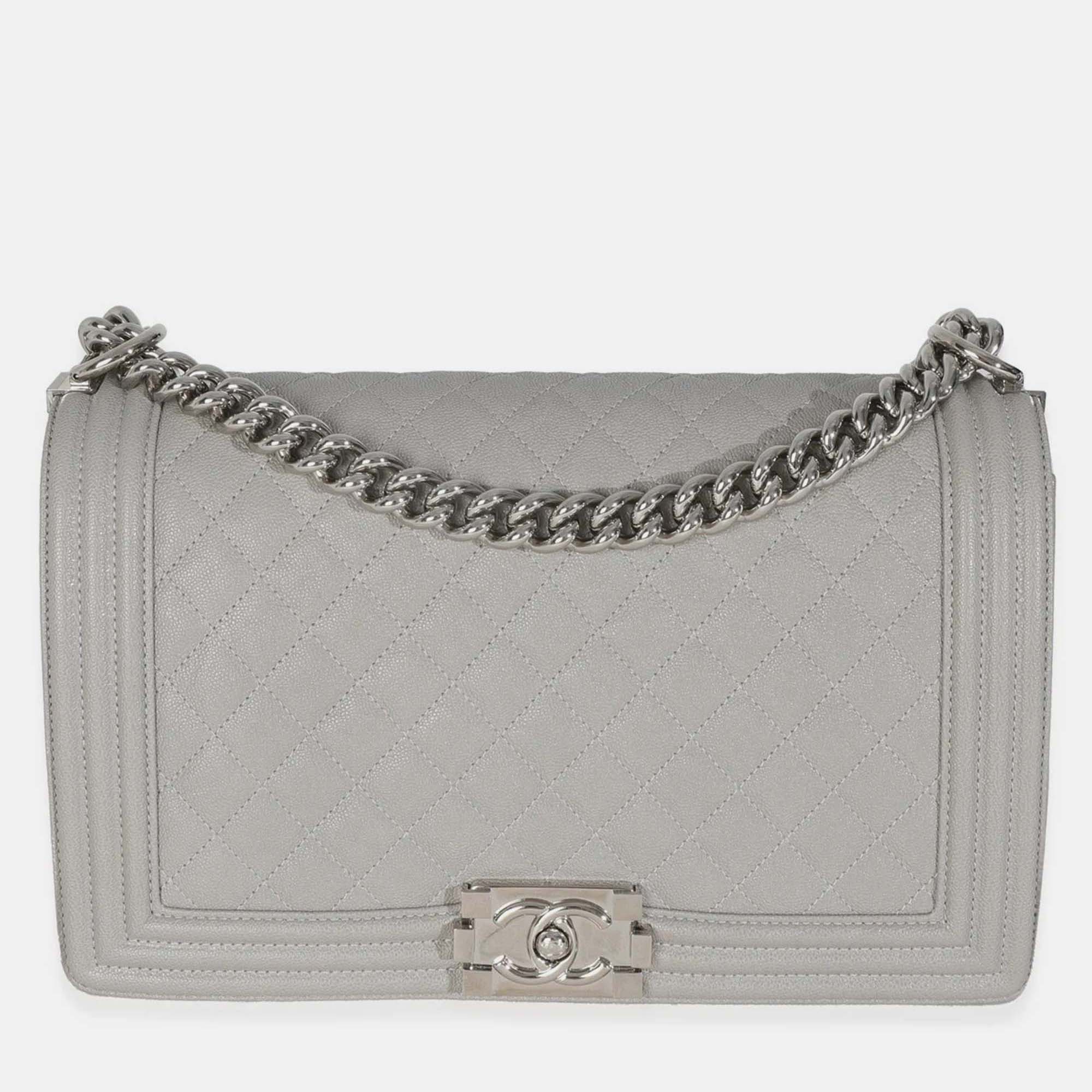 

Chanel Grey Quilted Caviar New Medium Boy Bag