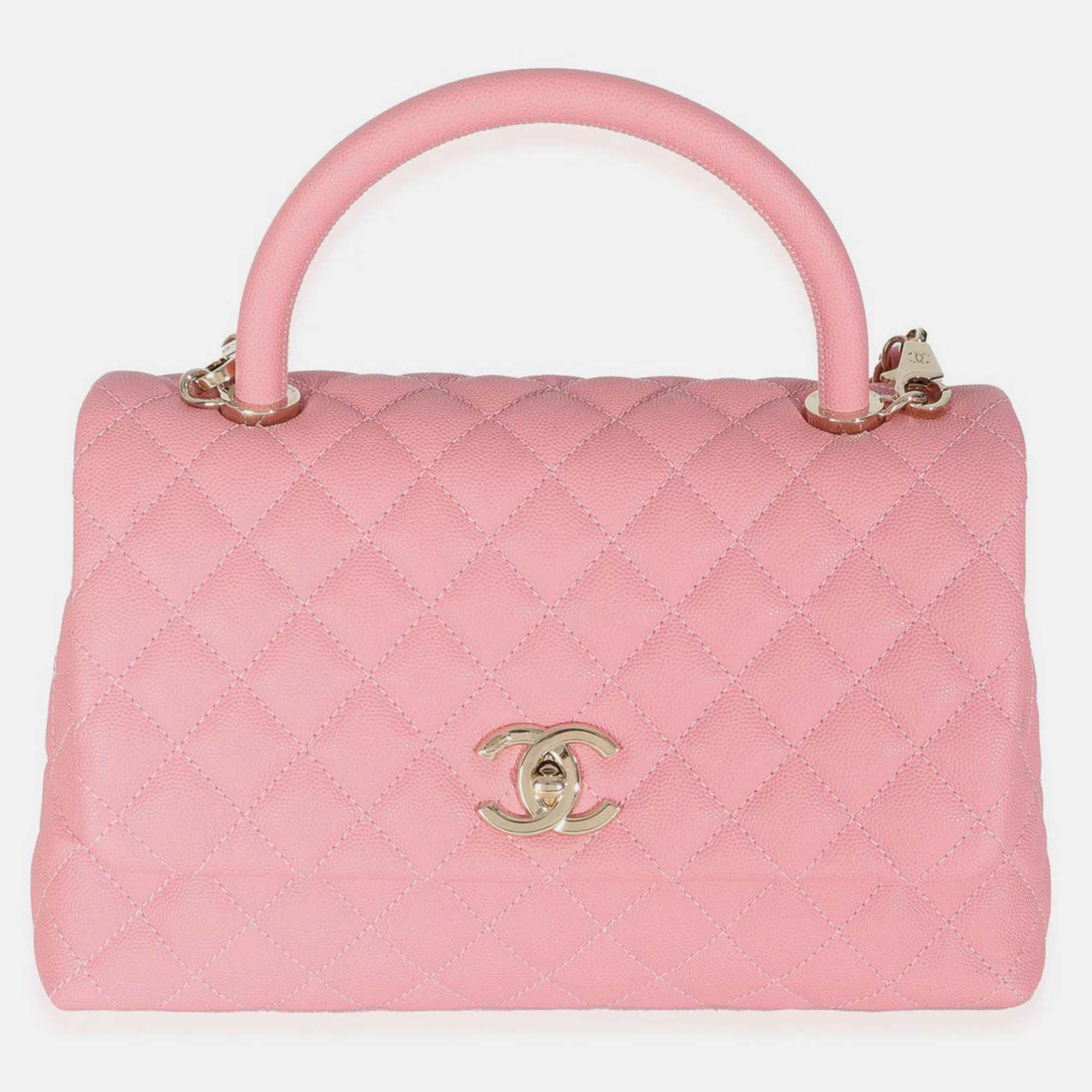 

Chanel Pink Quilted Caviar Medium Coco Top Handle Bag