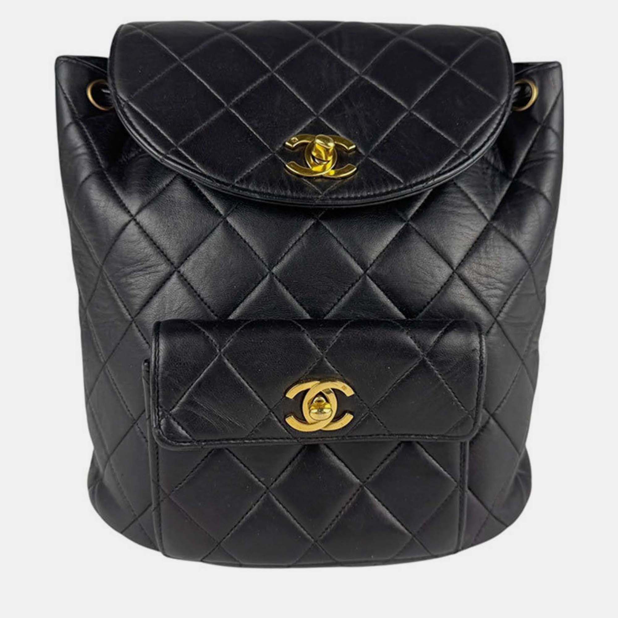 Pre-owned Chanel Matelasse Backpack In Leather Black Ghw