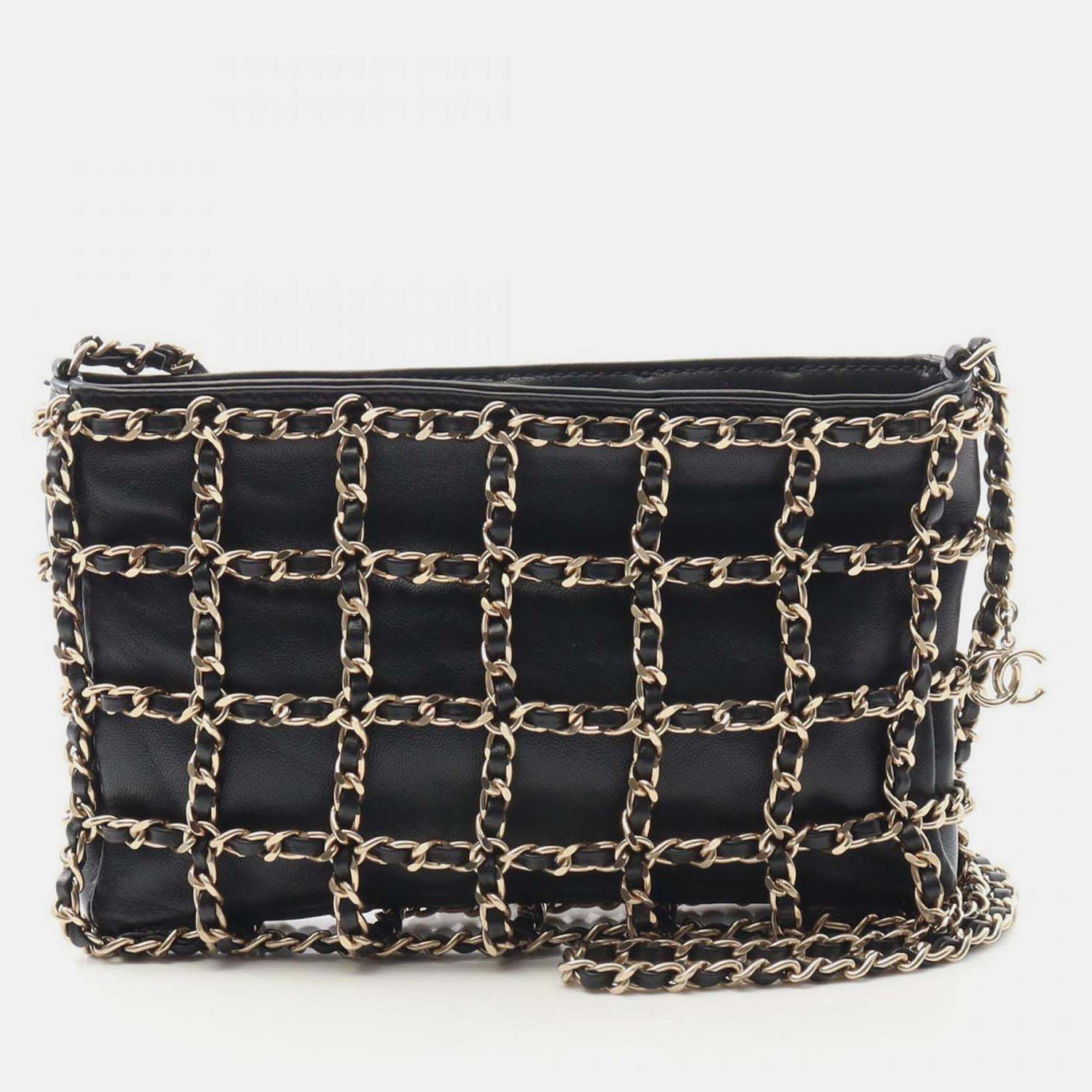 

Chanel Shoulder Bag Lambskin Leather Black