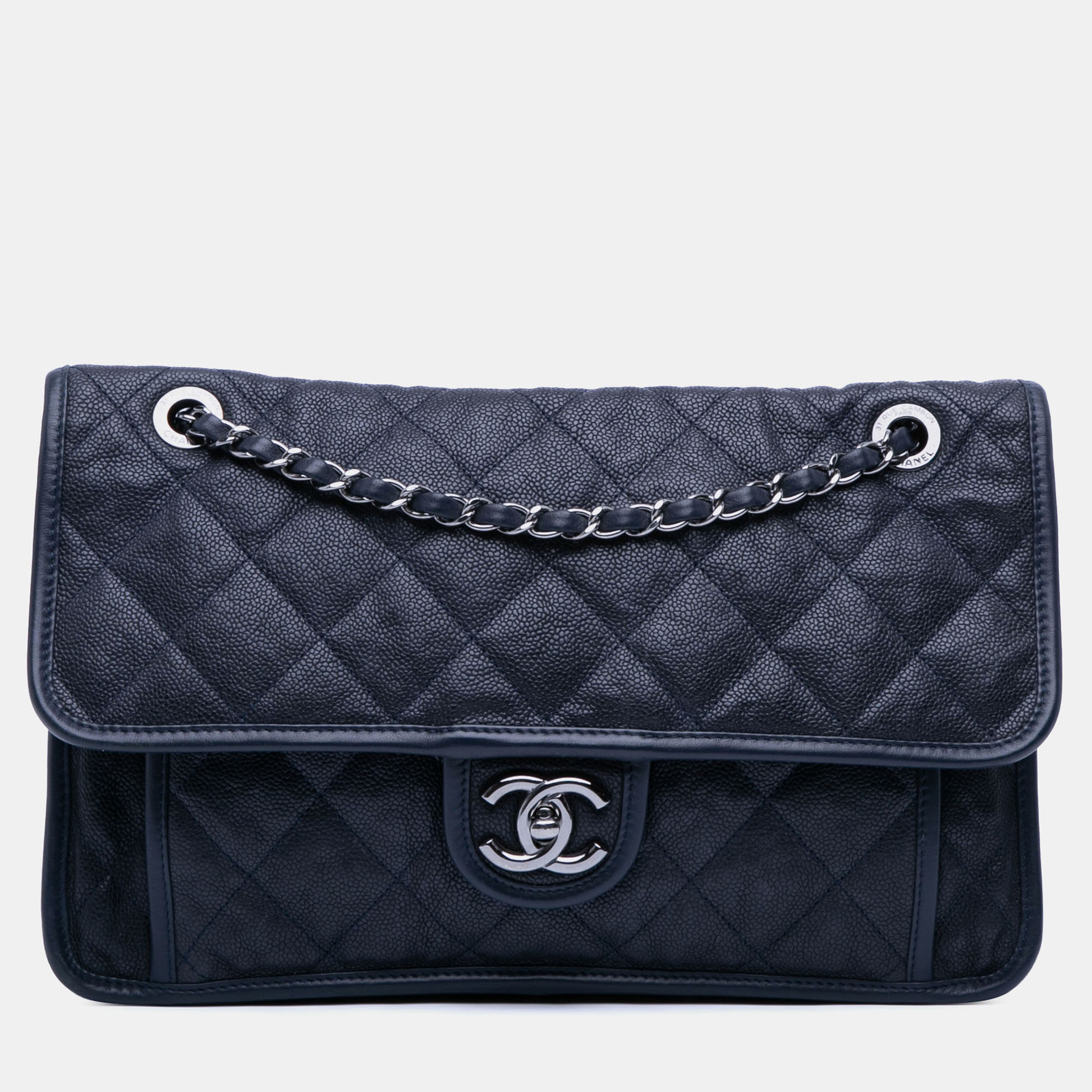 

Chanel Navy Blue Medium Caviar French Riviera Flap
