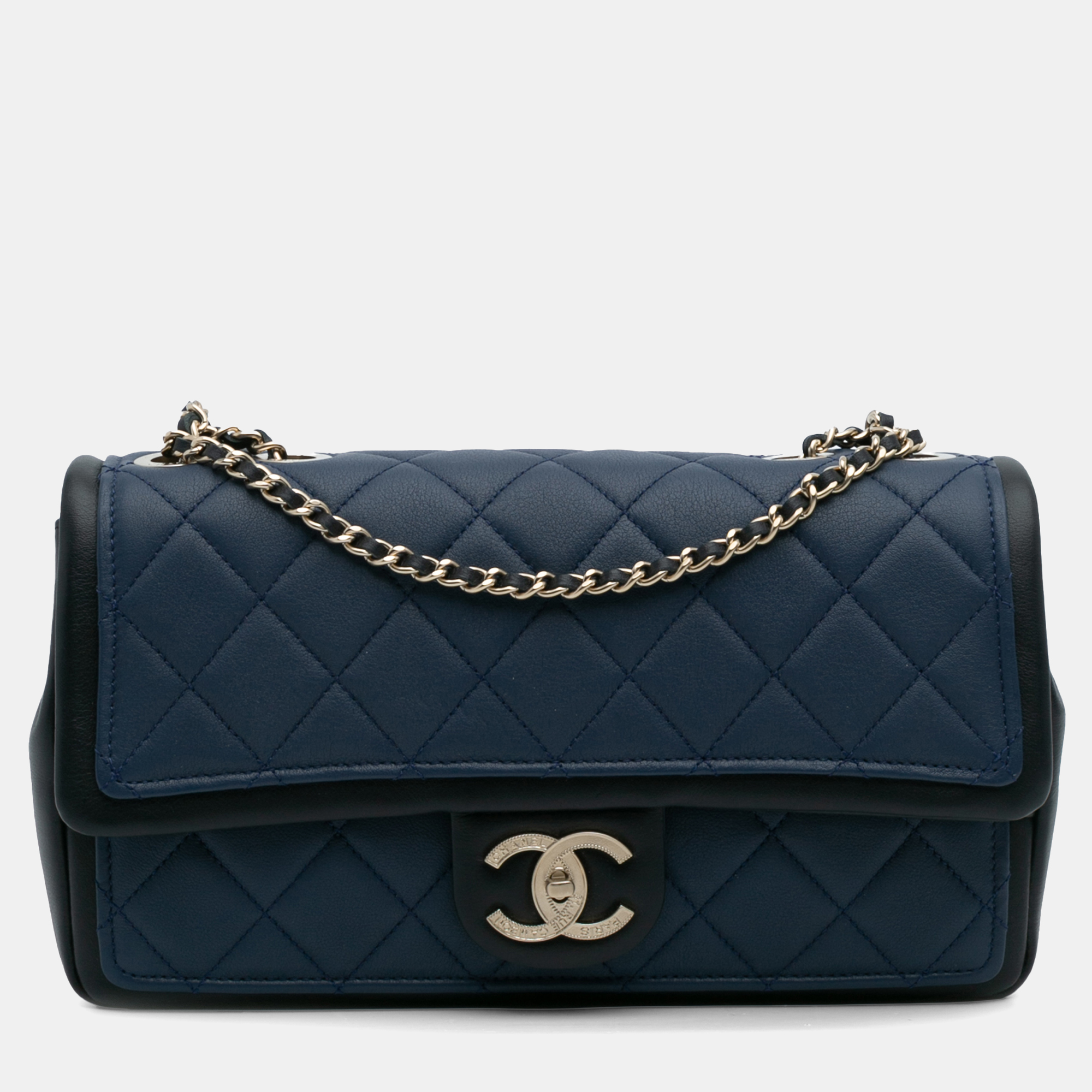 

Chanel Blue Medium Bicolor Calfskin Graphic Flap