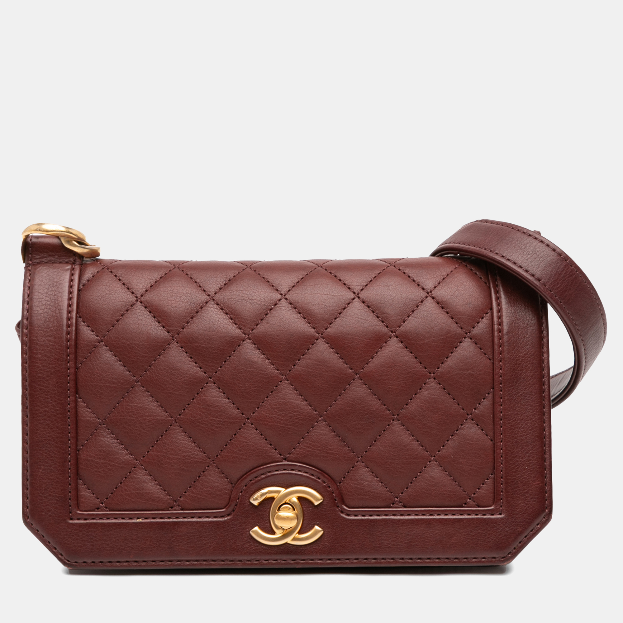 

Chanel Burgundy Small CC Quilted Calfskin Single Flap