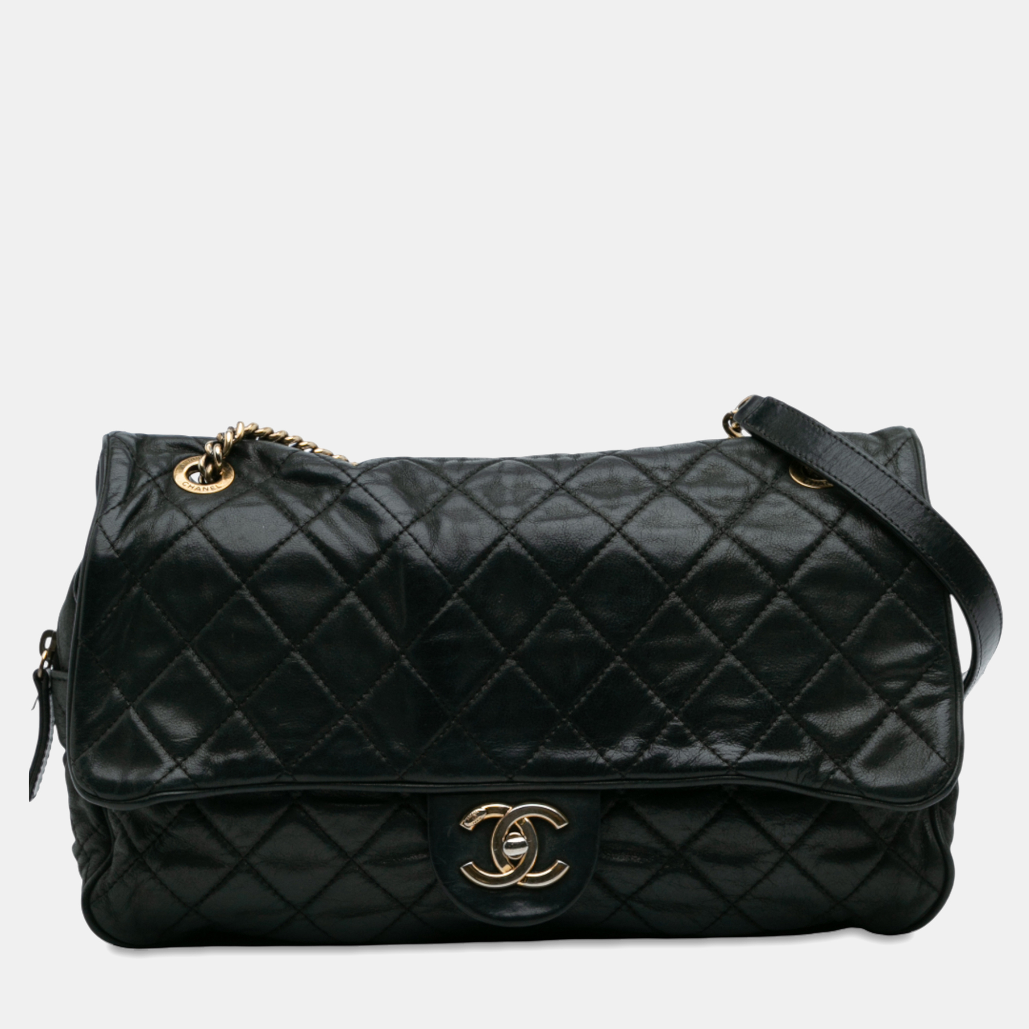 

Chanel Black Large Quilted Iridescent Calfskin Shiva Flap